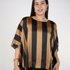Moniva Striped Blouse – Satin Statement Top with Bold Vertical Contrast