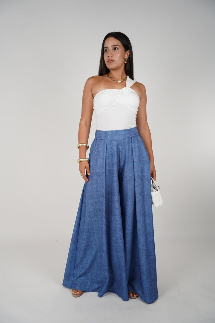 Jessy Pants – Wide-Leg Light Denim Trousers