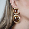 Briya Chunky Dangle Earrings – Gold & Amber Statement Style