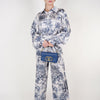 Maviel Stamped Pants Set | Blue Toile Print Two-Piece Outfit