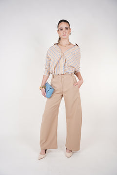 Pantalones Hanyel – Pantalón sastre clásico de pernera ancha en beis neutro