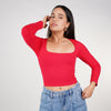 Ylina Basic Long Sleeve Crop Top – Sleek, Stretchy & Essential