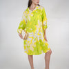 Aylin Stamped Linen Dress – Bright Yellow & Lime Button-Down Shirt Dress