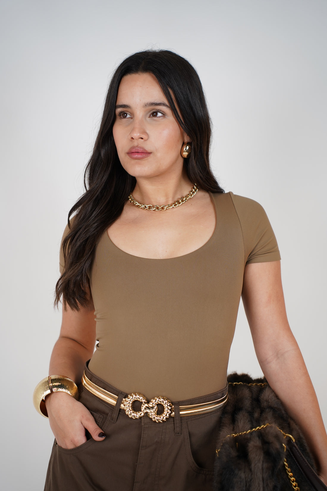 Savi Round Neck Short Sleeve Basic Bodysuit