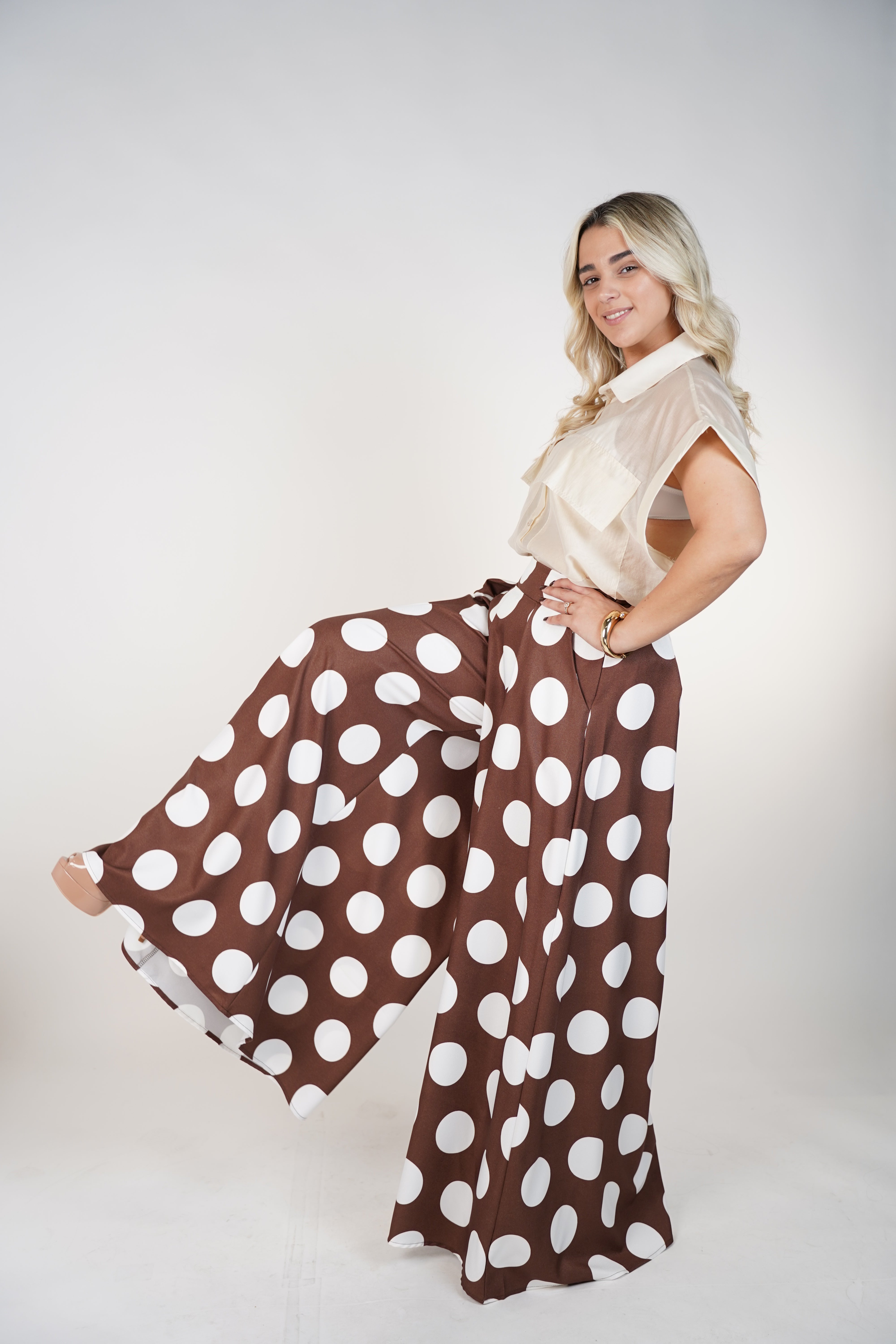 Kaina Polka Dot Palazzo Pants – Wide-Leg Statement Trousers