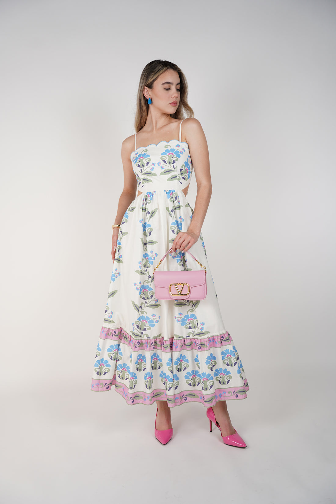 Ruvia Maxi Dress – Floral Whimsy with a Scalloped Finish