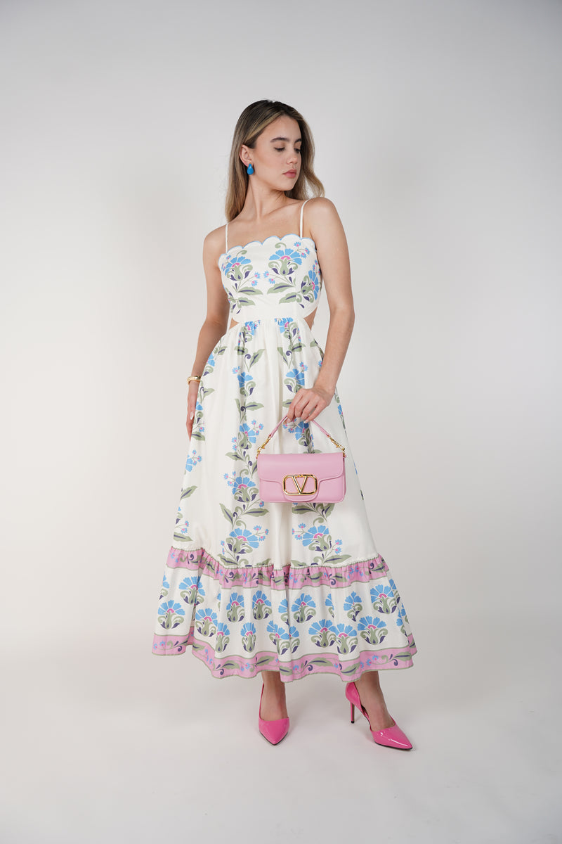 Ruvia Maxi Dress – Floral Whimsy with a Scalloped Finish