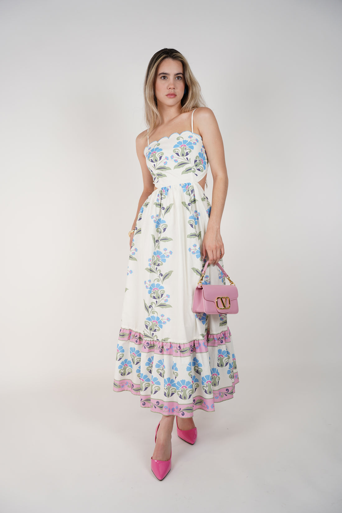 Ruvia Maxi Dress – Floral Whimsy with a Scalloped Finish