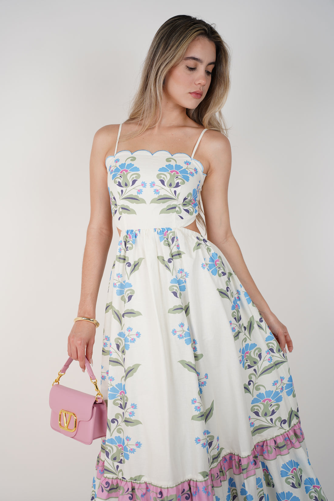 Ruvia Maxi Dress – Floral Whimsy with a Scalloped Finish