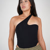 Varo Asymmetrical Basic Bodysuit – Black One-Shoulder