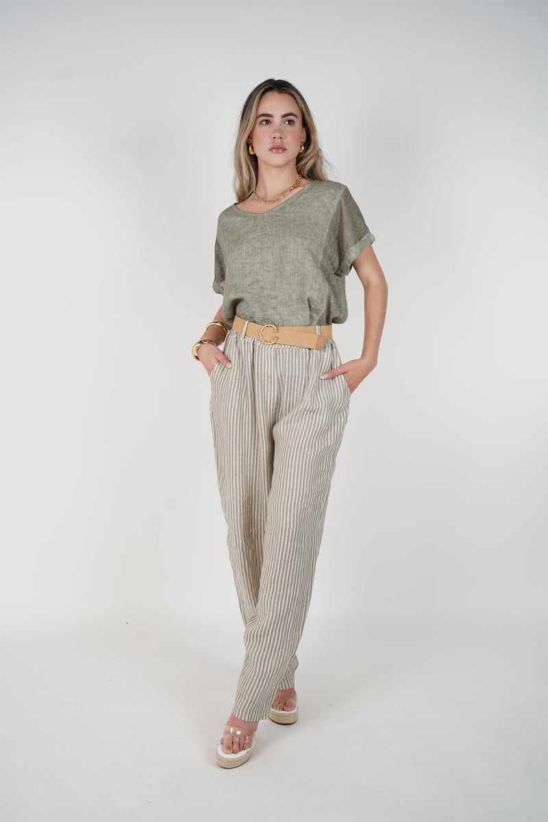 Zalina Belted Striped Pants – Effortless, Relaxed Style
