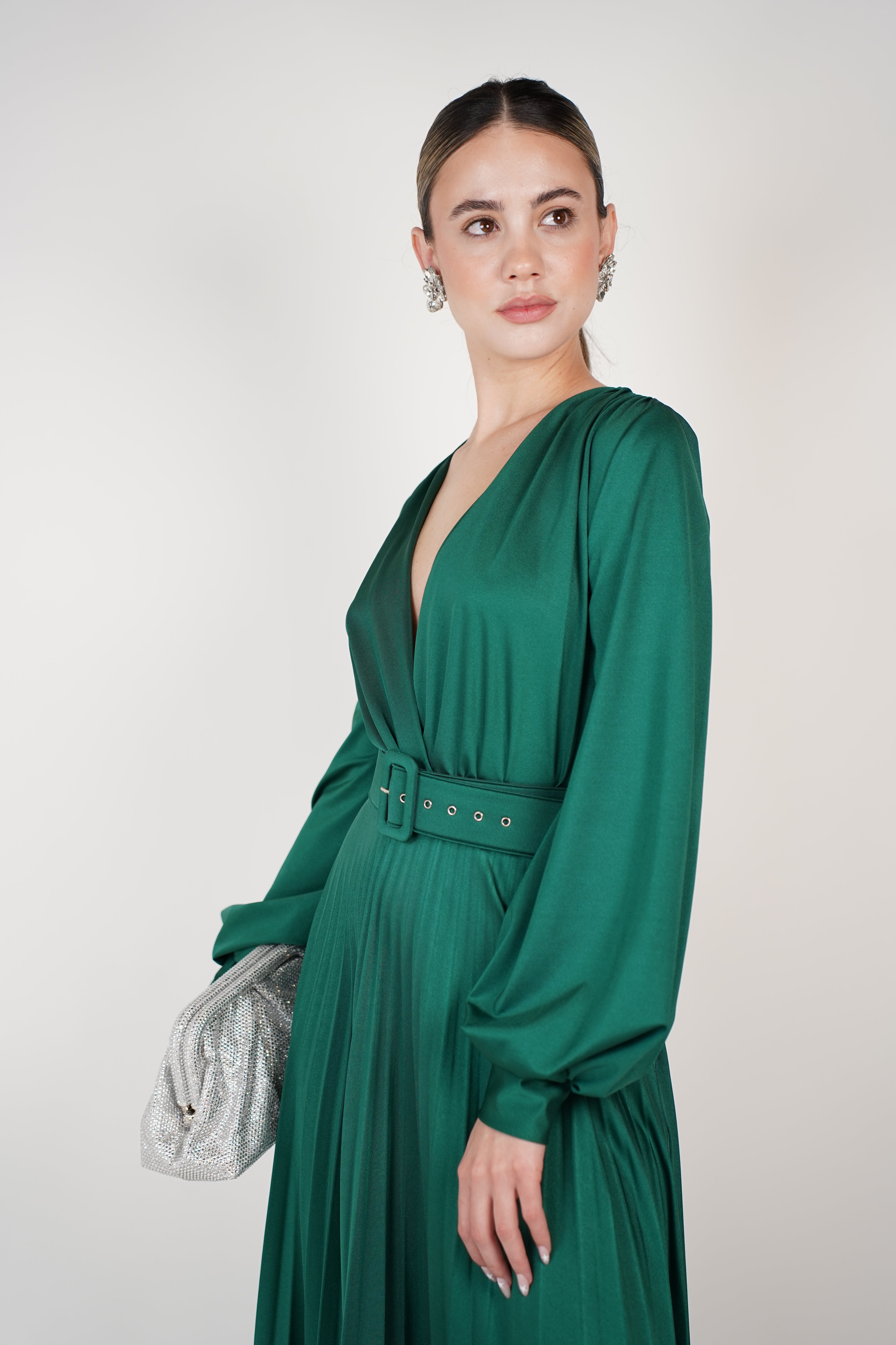 Vani Elegant Maxi Dress – Timeless Grace in Satin Green