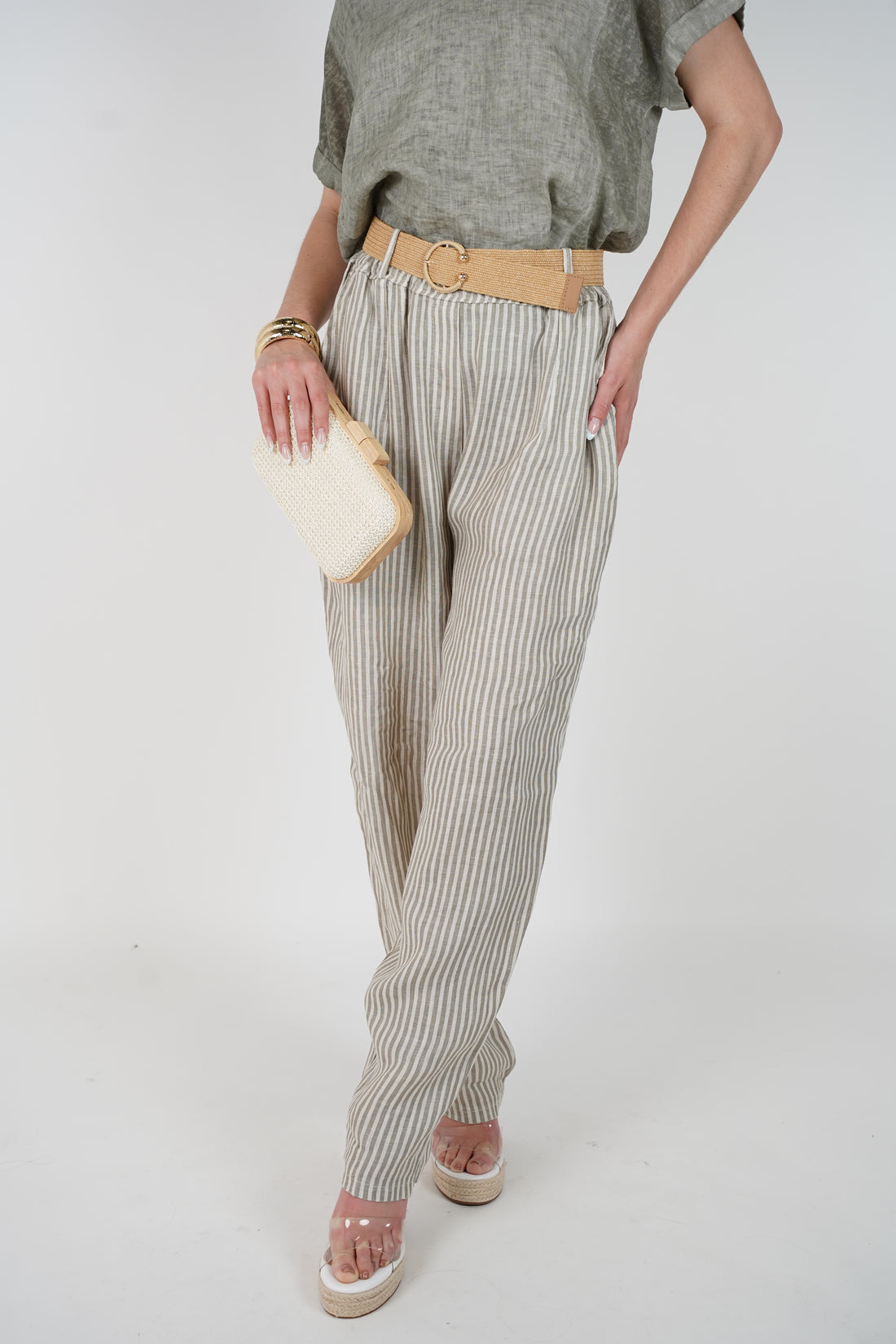 Zalina Belted Striped Pants – Effortless, Relaxed Style