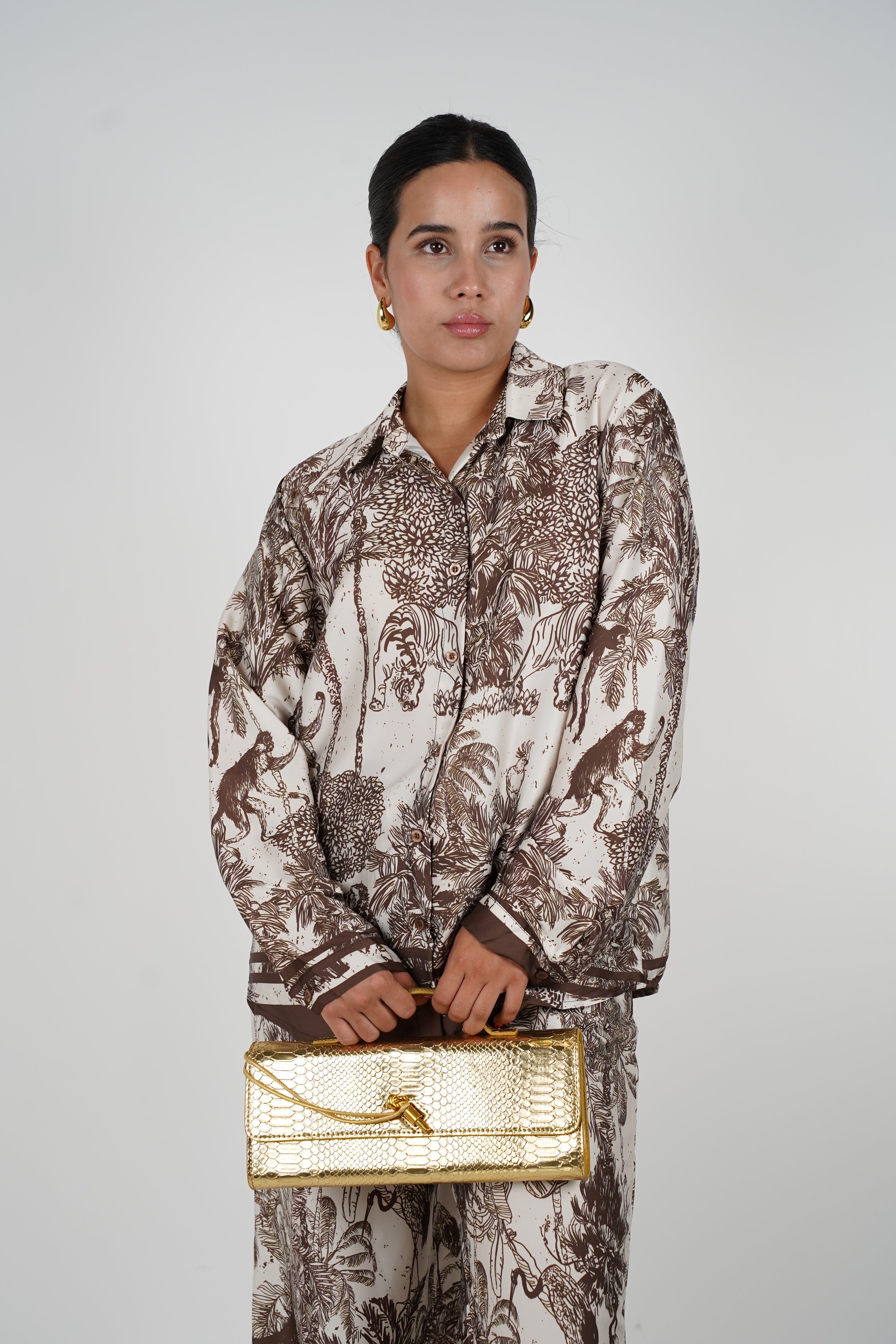 Zelyn Silk Pants Set – Luxe Printed Two-Piece for Effortless Elegance