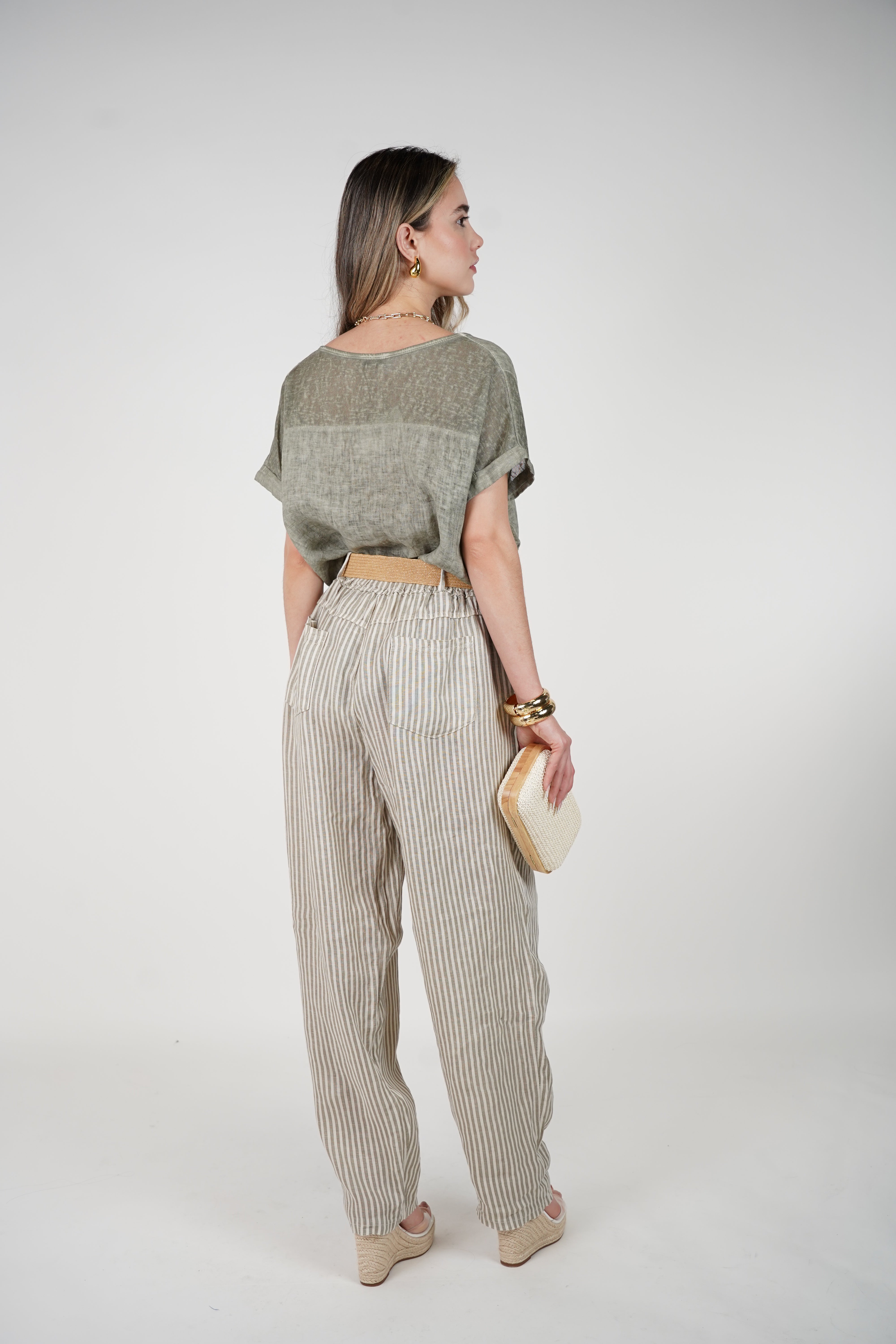 Zalina Belted Striped Pants – Effortless, Relaxed Style