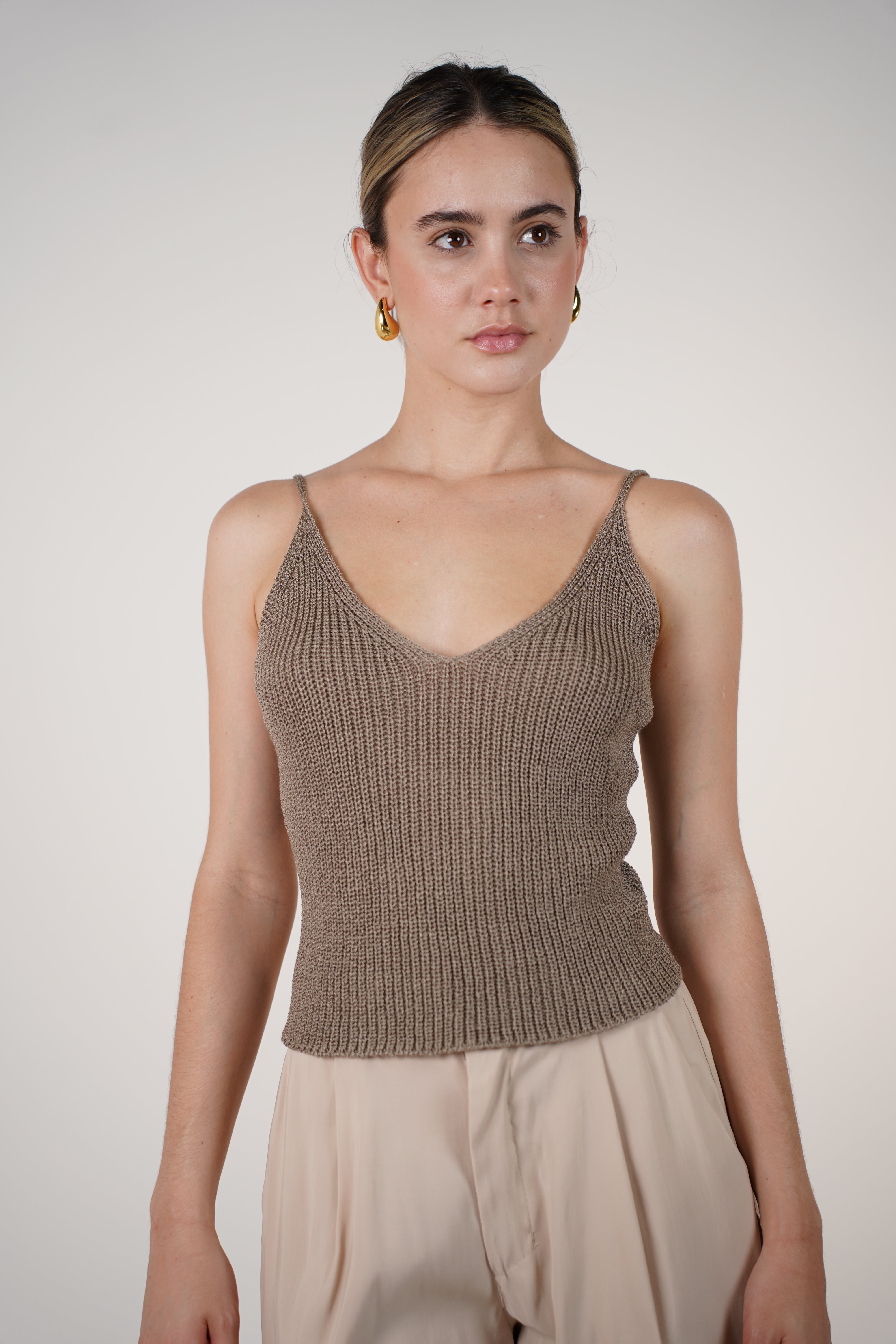 Zarrel Knit Top – Low Back Spaghetti Strap Tank