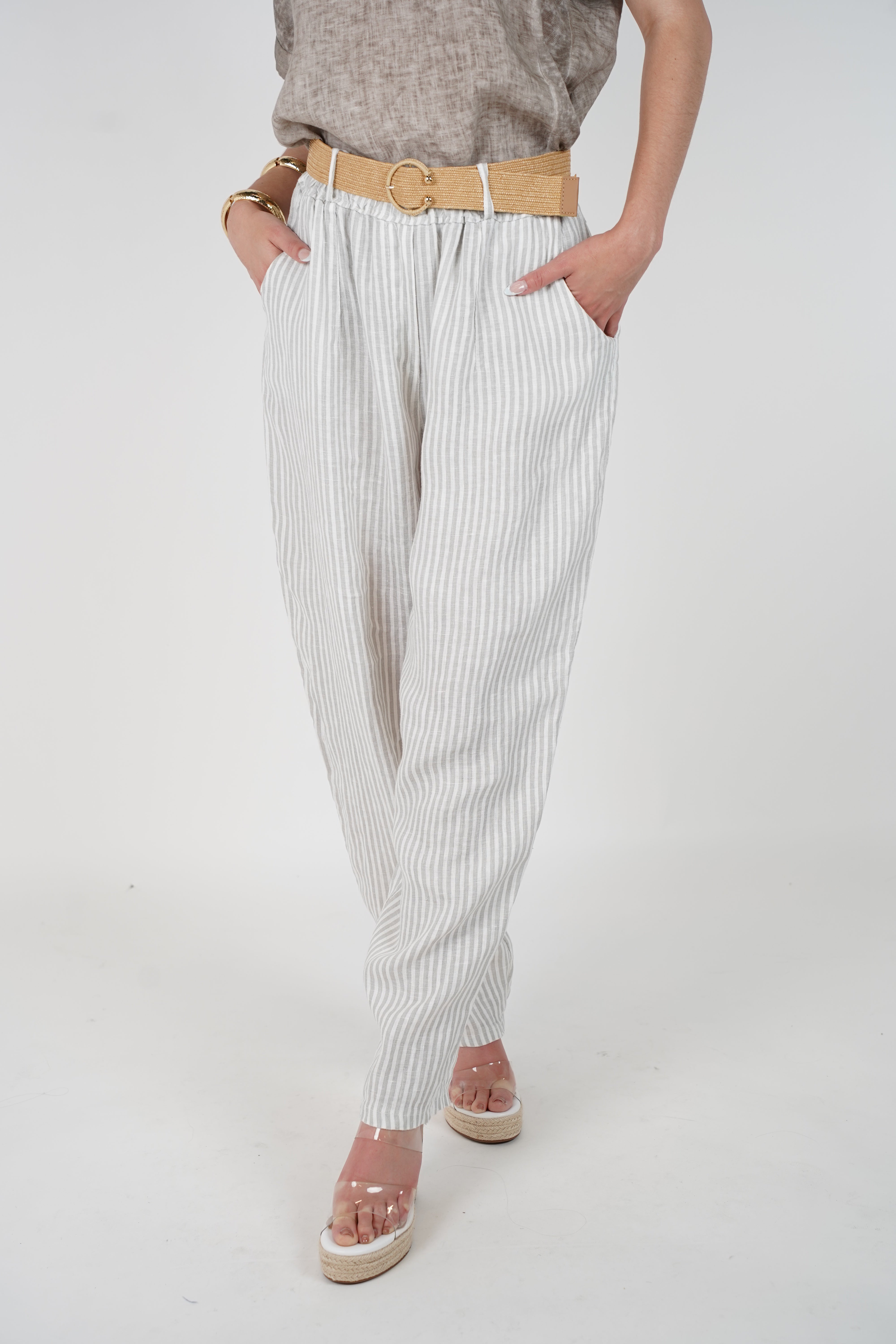 Zalina Belted Striped Pants – Effortless, Relaxed Style