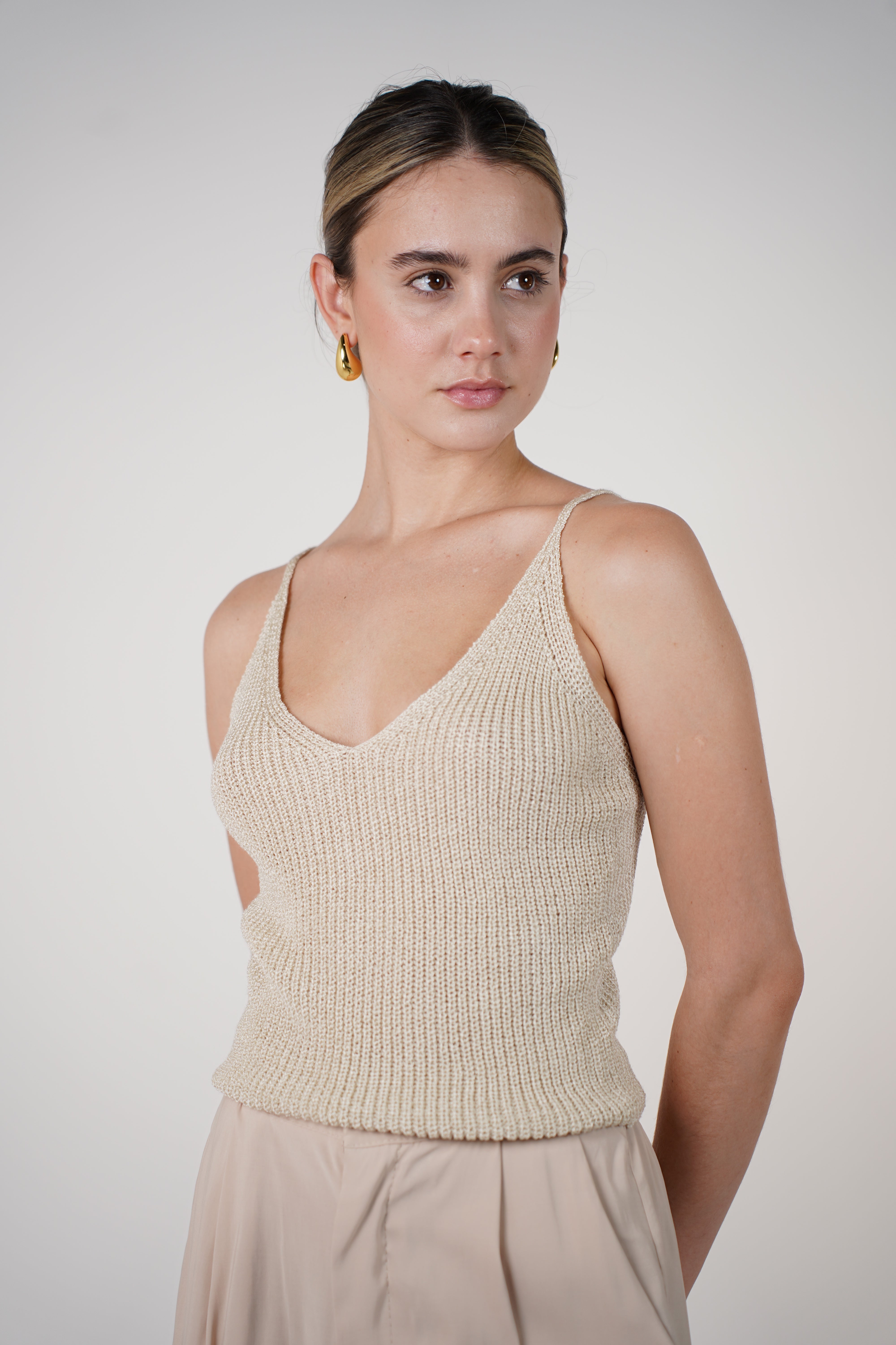Zarrel Knit Top – Low Back Spaghetti Strap Tank