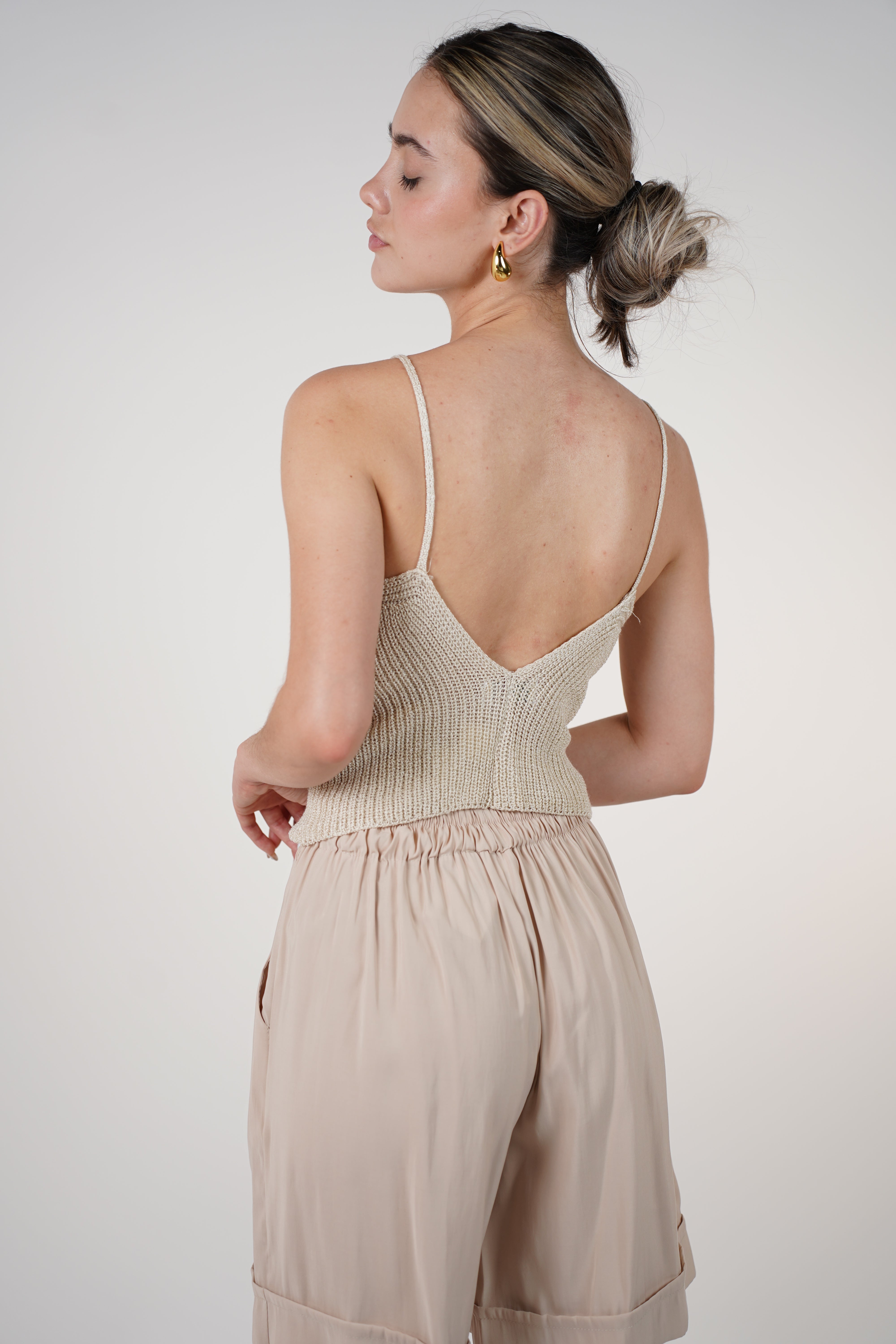 Zarrel Knit Top – Low Back Spaghetti Strap Tank