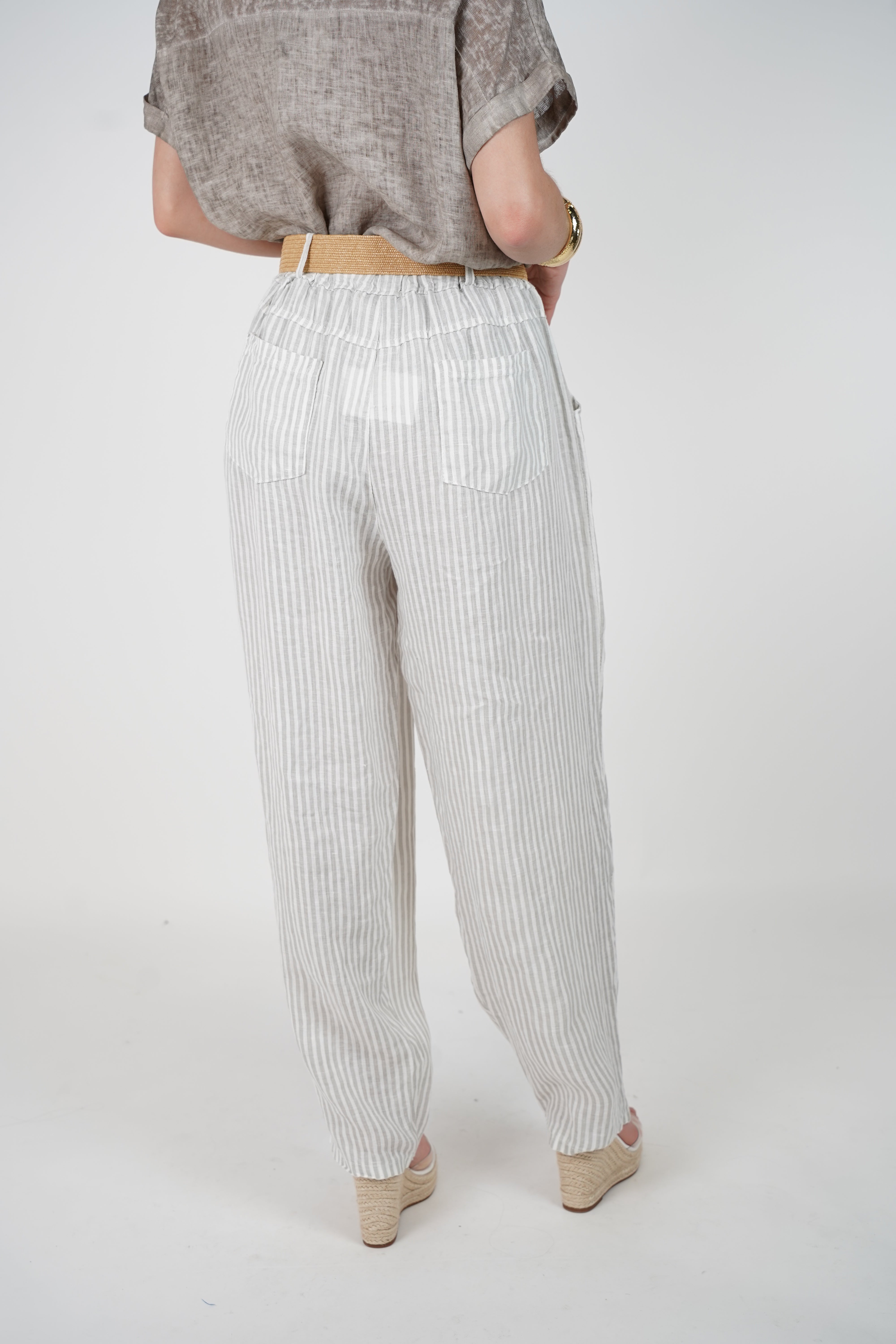 Zalina Belted Striped Pants – Effortless, Relaxed Style