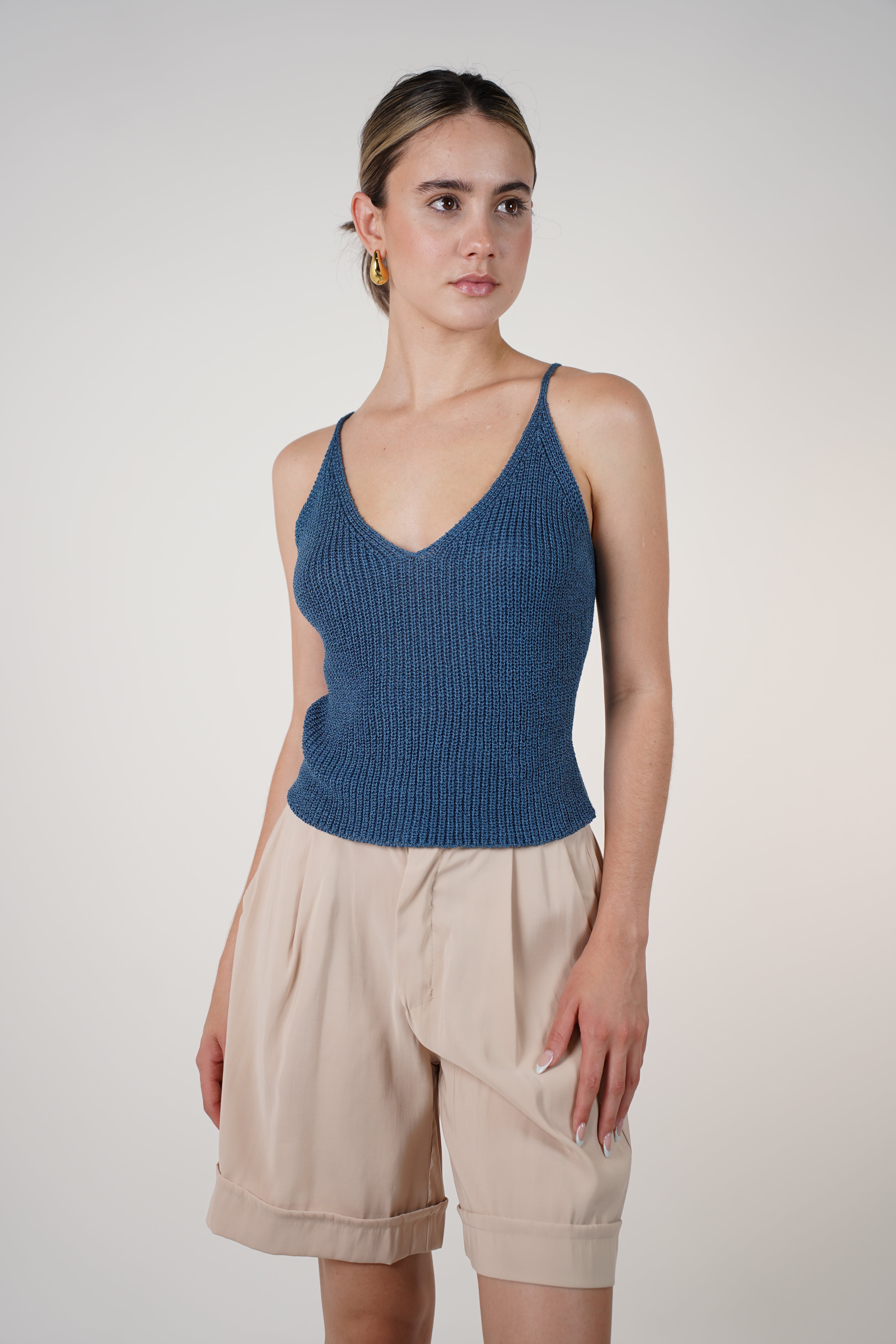 Zarrel Knit Top – Low Back Spaghetti Strap Tank