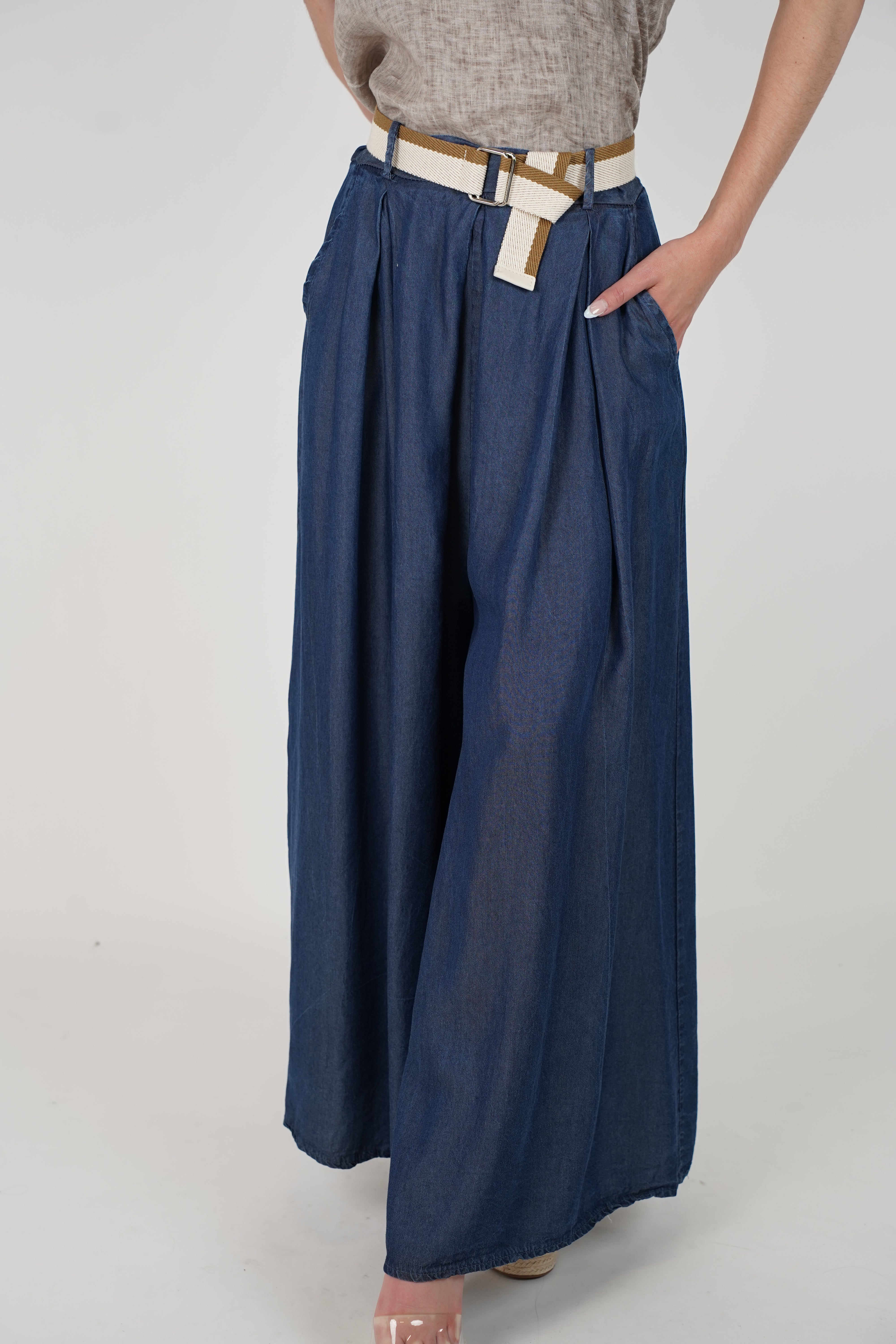 Vionne Belted Pants – Effortless Wide-Leg Style with Included Belt