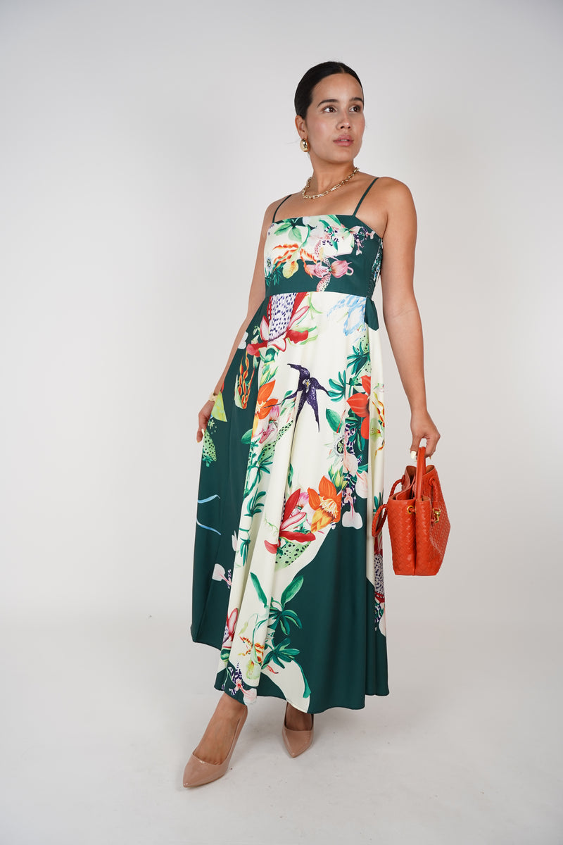 Yara Floral Stamped Maxi Dress – Tropical Beauty in Full Bloom