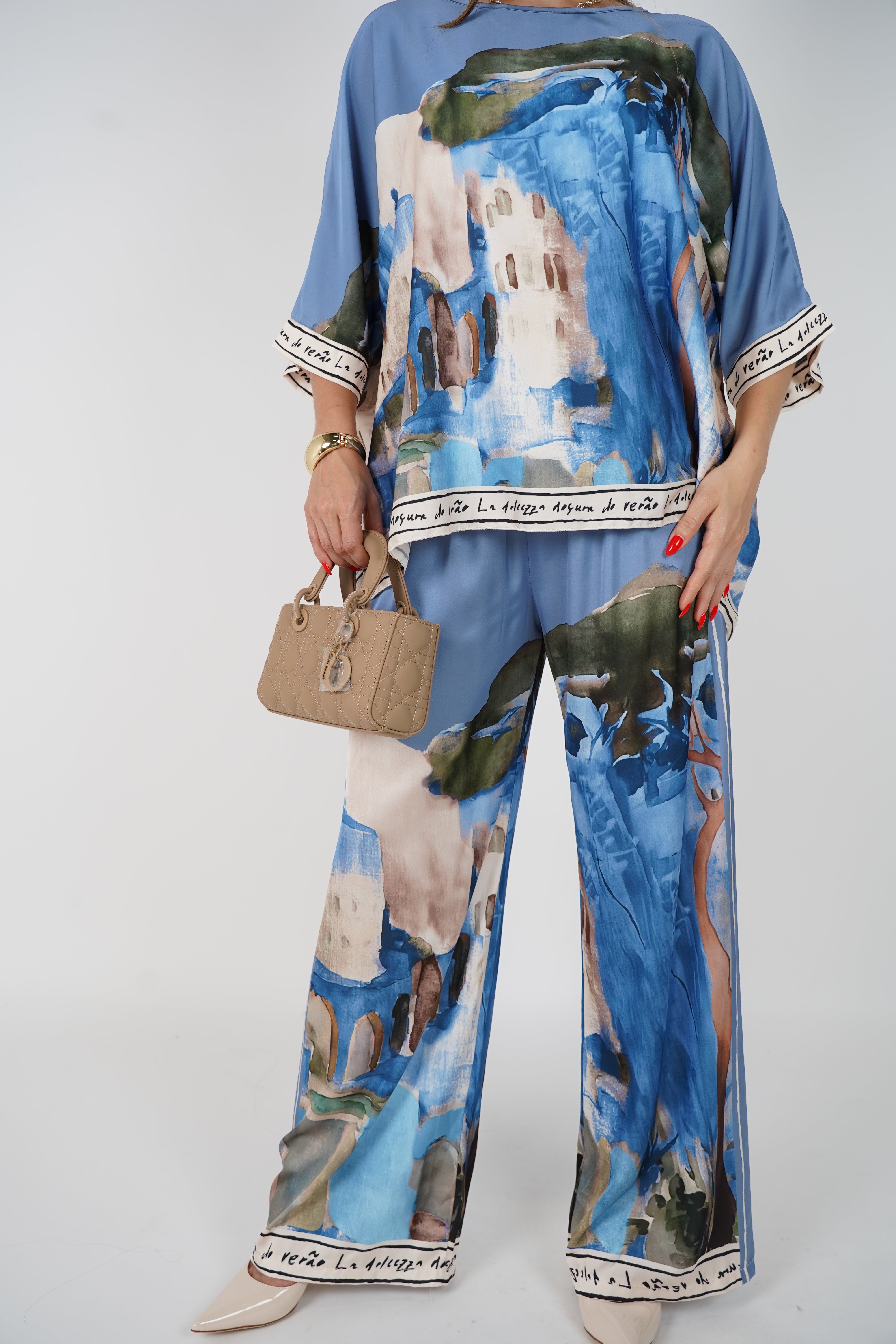 Ryvian Stamped Silk Set – Artistic Luxe Two-Piece