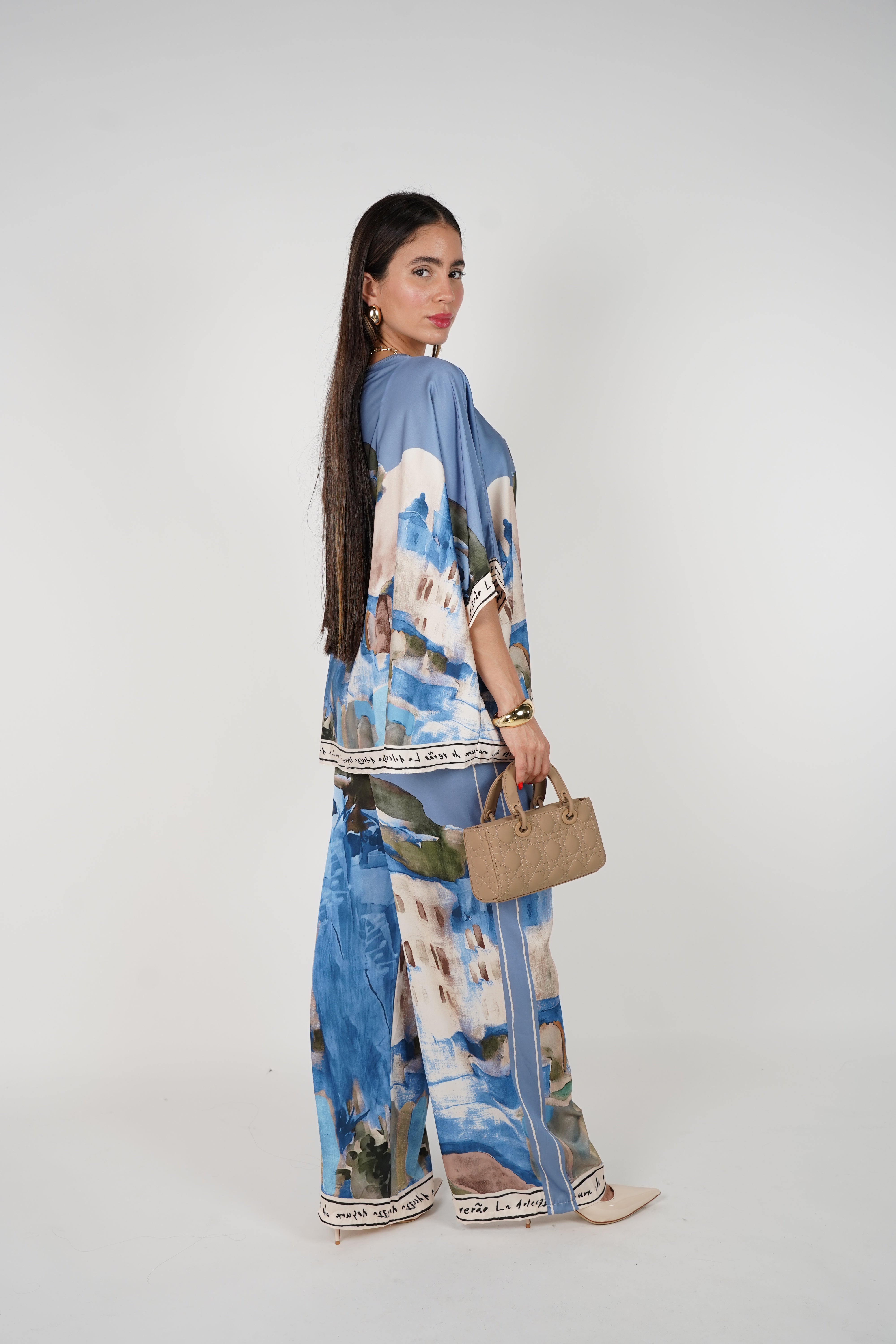 Ryvian Stamped Silk Set – Artistic Luxe Two-Piece