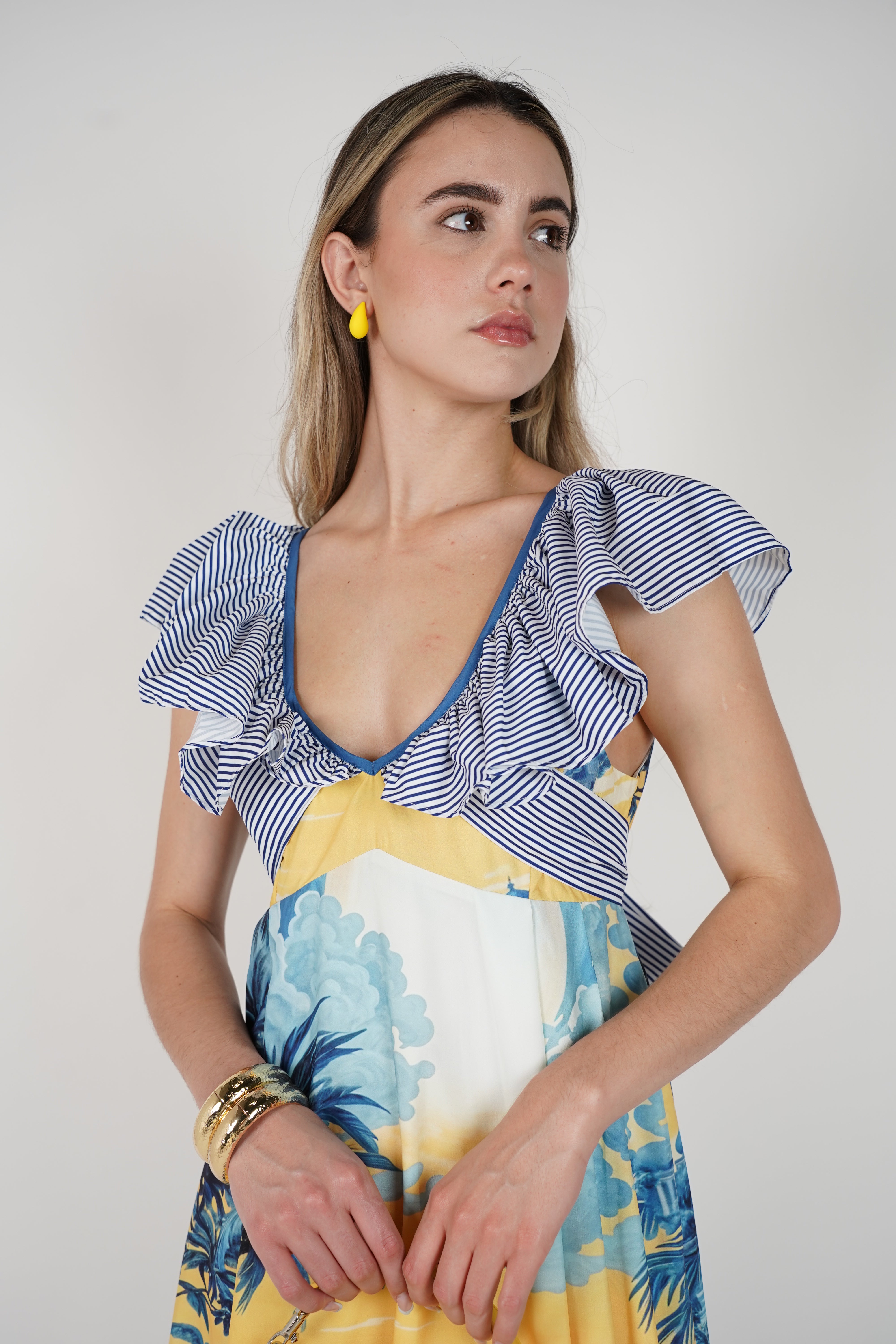 Noriella Maxi Stamped Dress – Vibrant Tropical Print