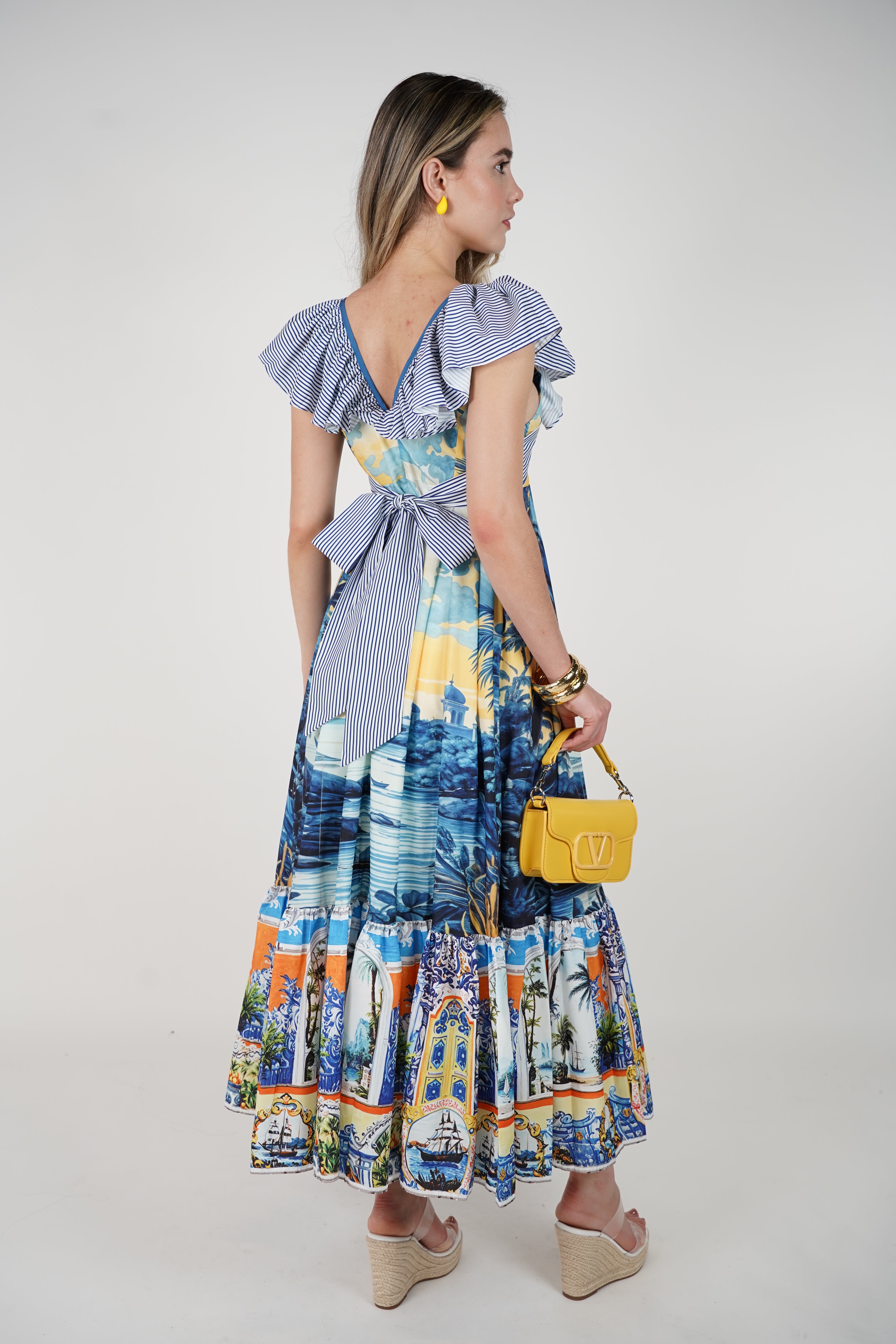 Noriella Maxi Stamped Dress – Vibrant Tropical Print