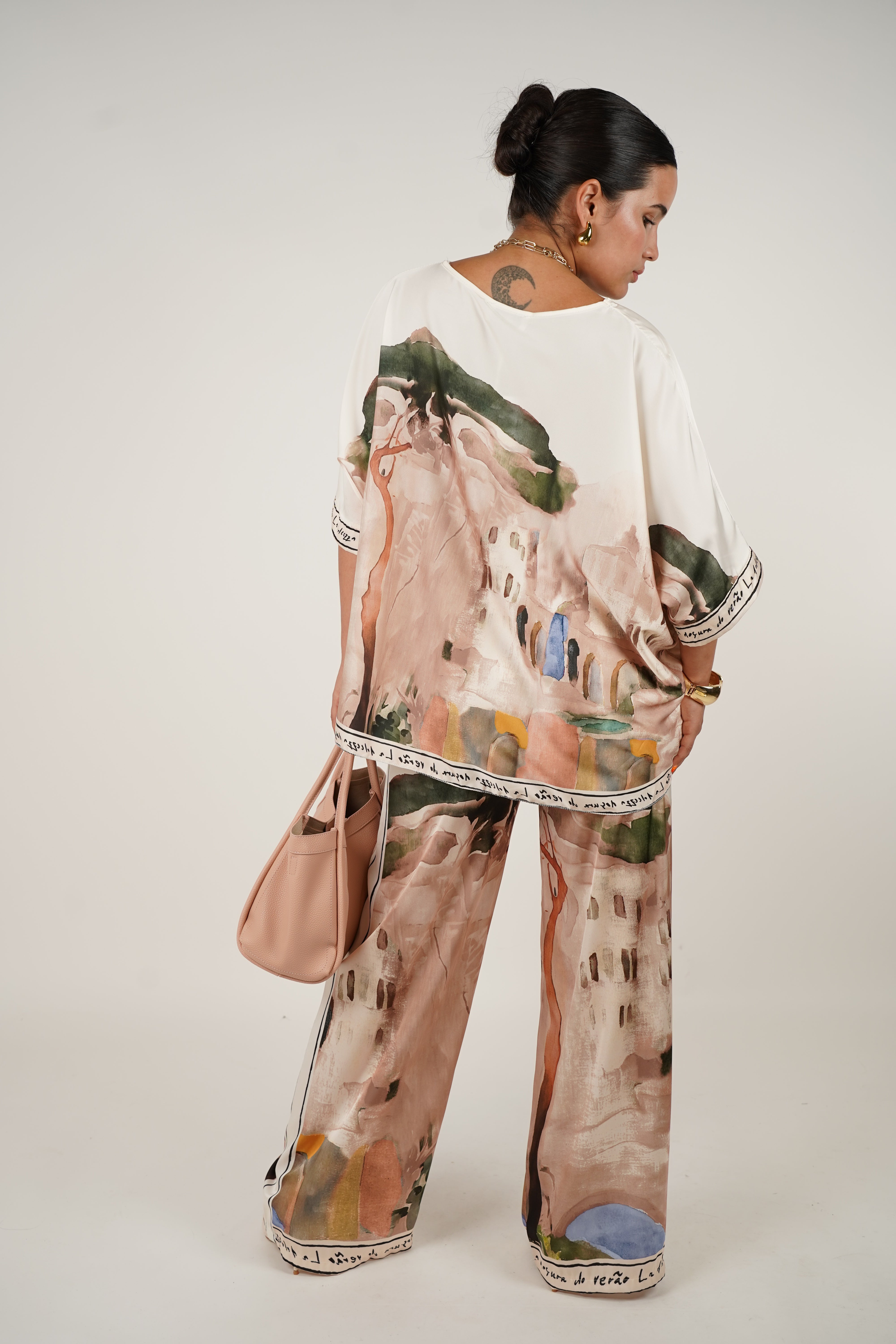 Ryvian Stamped Silk Set – Artistic Luxe Two-Piece