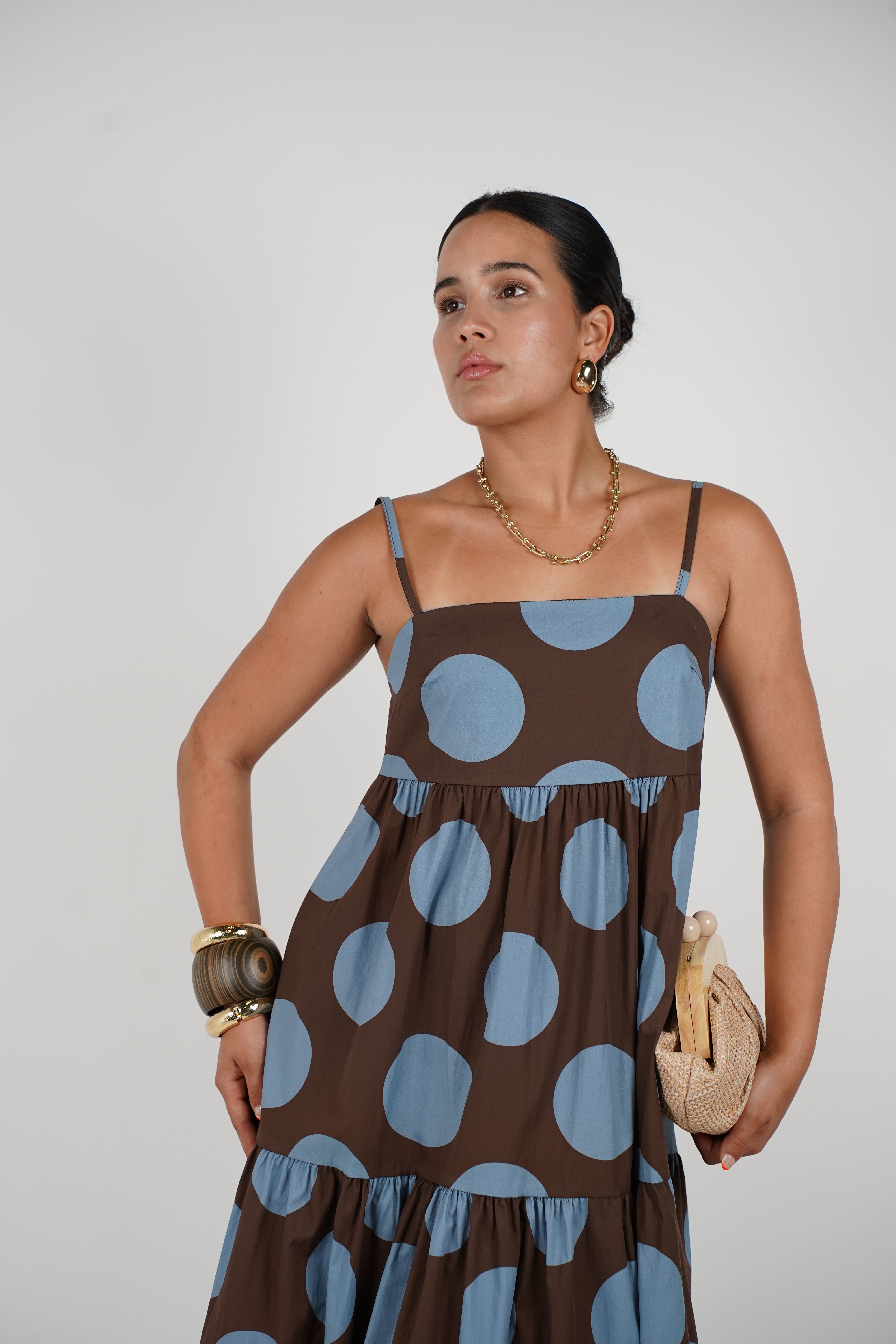 Tavira Maxi Dress – Playful Polka Dot Tiered Style for Effortless Cool