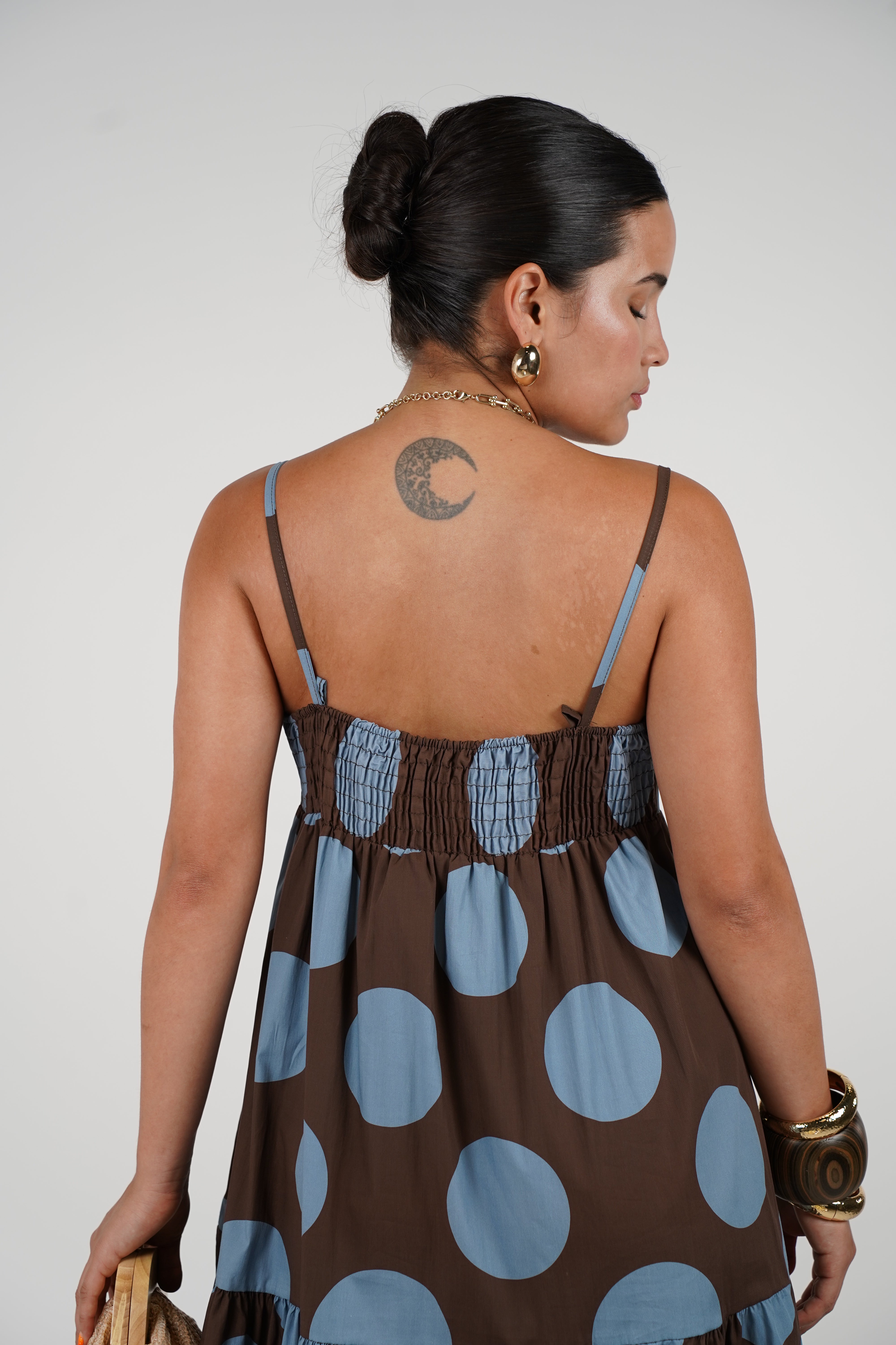 Tavira Maxi Dress – Playful Polka Dot Tiered Style for Effortless Cool