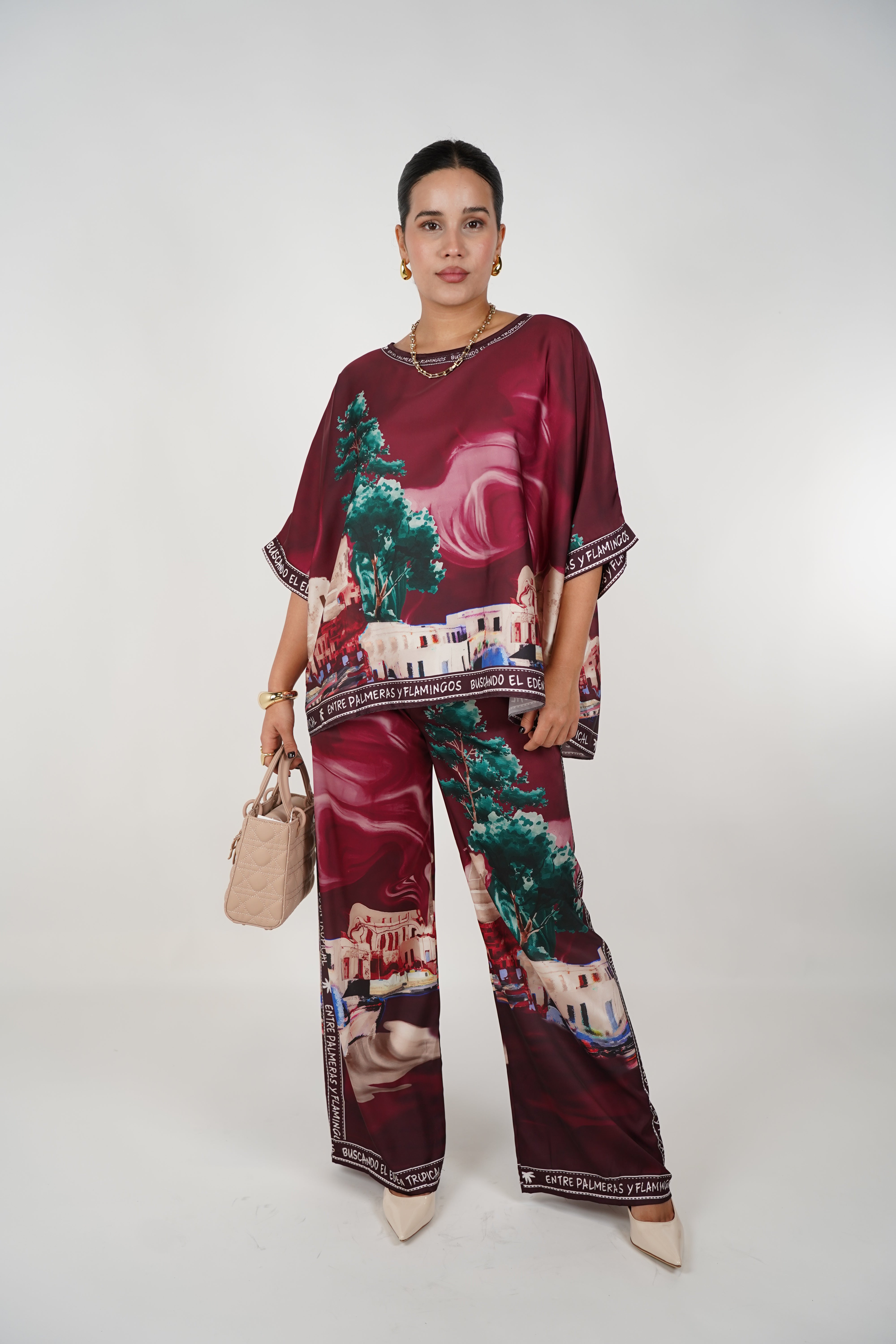 Lorie Silk Pants Set – Luxe Comfort with Artistic Flair