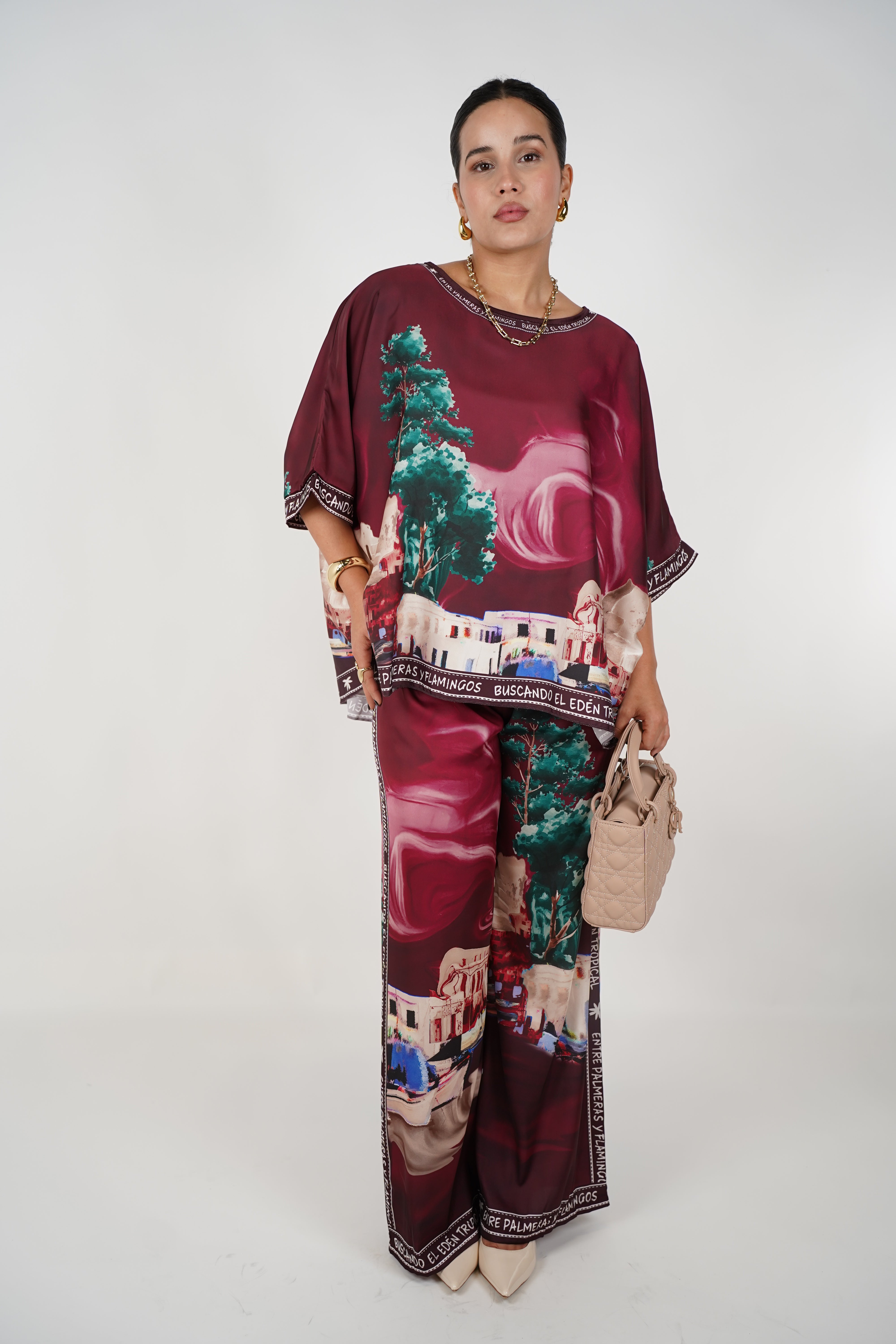 Lorie Silk Pants Set – Luxe Comfort with Artistic Flair