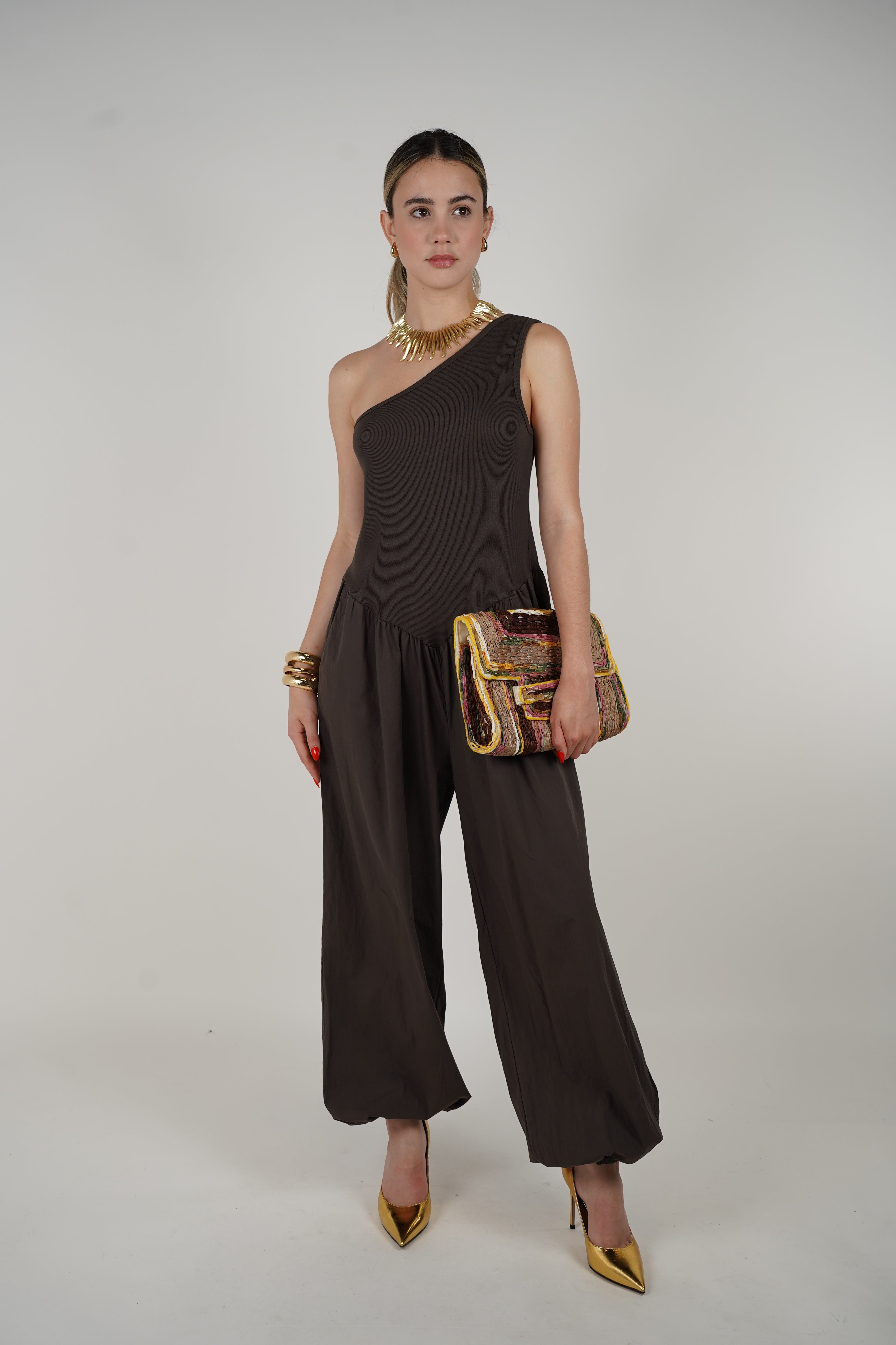 Koriya Jumpsuit – One-Shoulder Statement in a Flowing Silhouette
