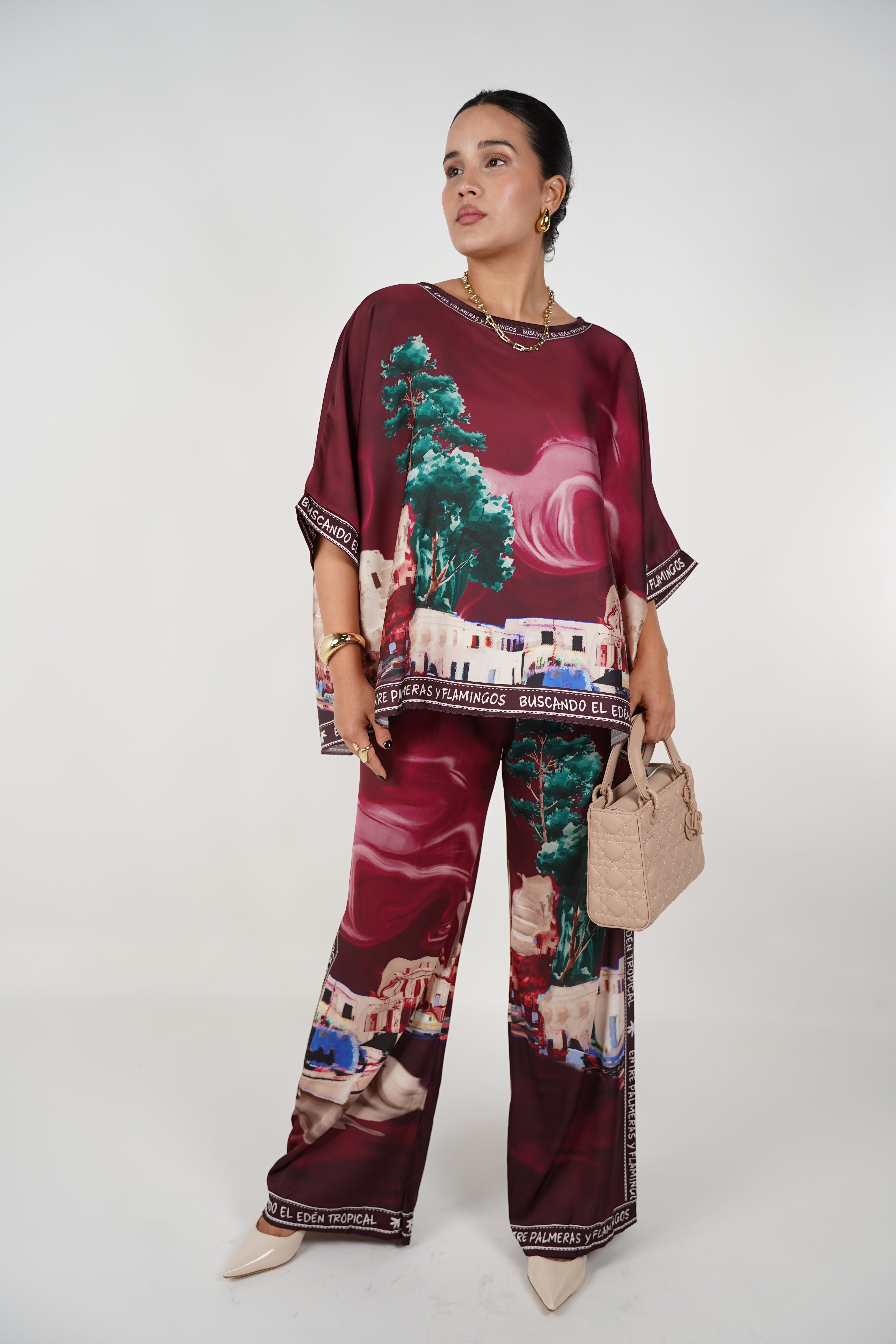 Lorie Silk Pants Set – Luxe Comfort with Artistic Flair