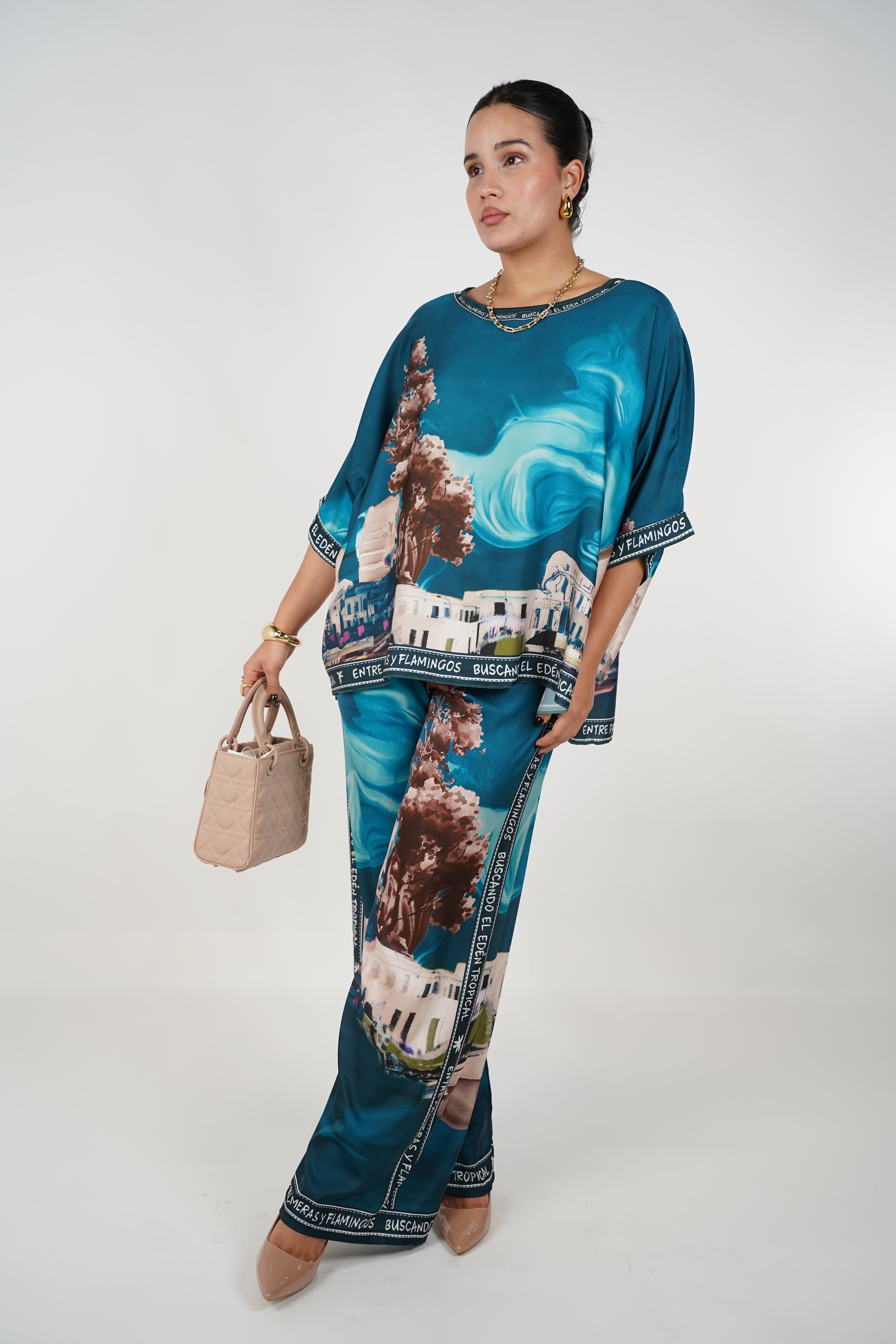 Lorie Silk Pants Set – Luxe Comfort with Artistic Flair