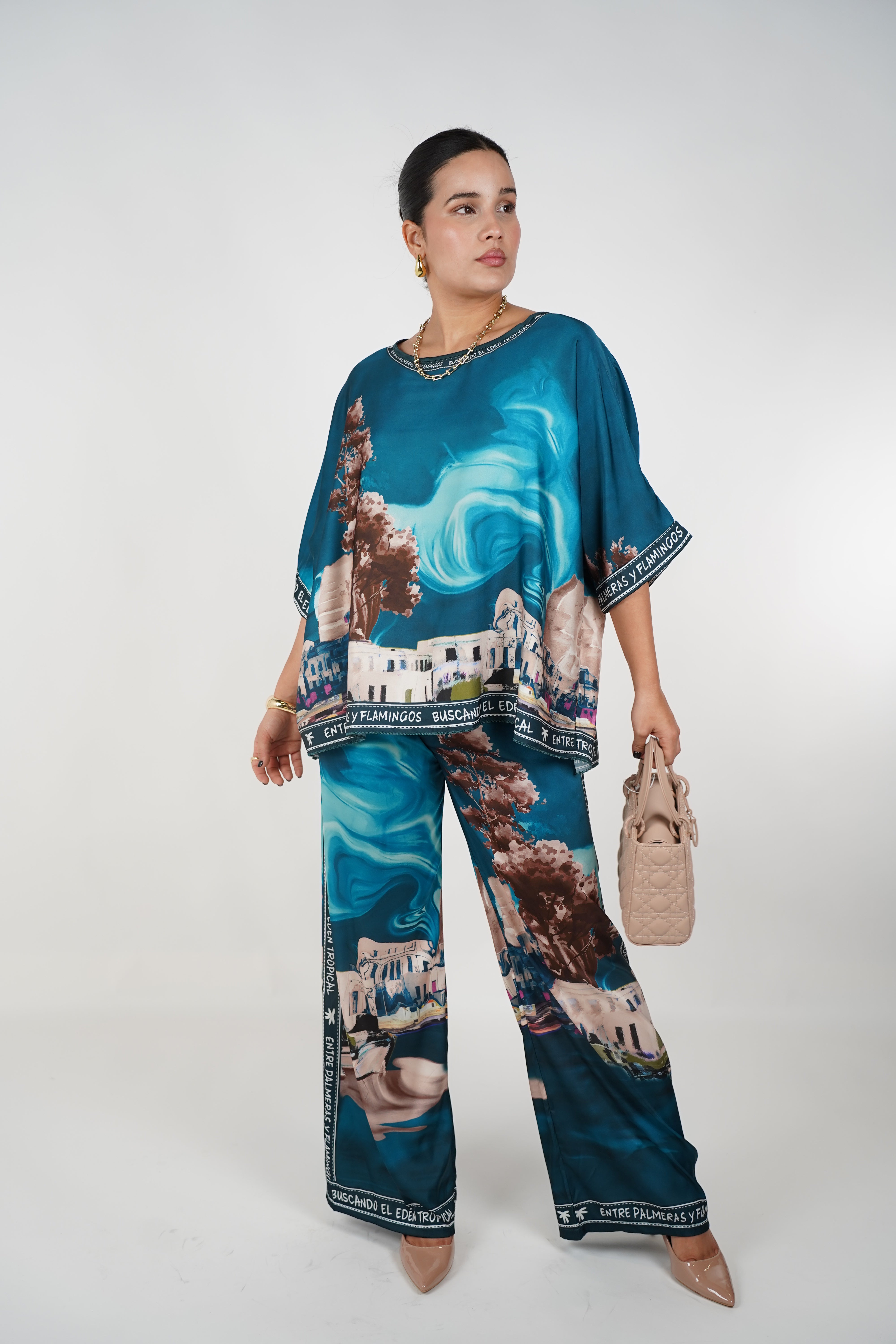 Lorie Silk Pants Set – Luxe Comfort with Artistic Flair