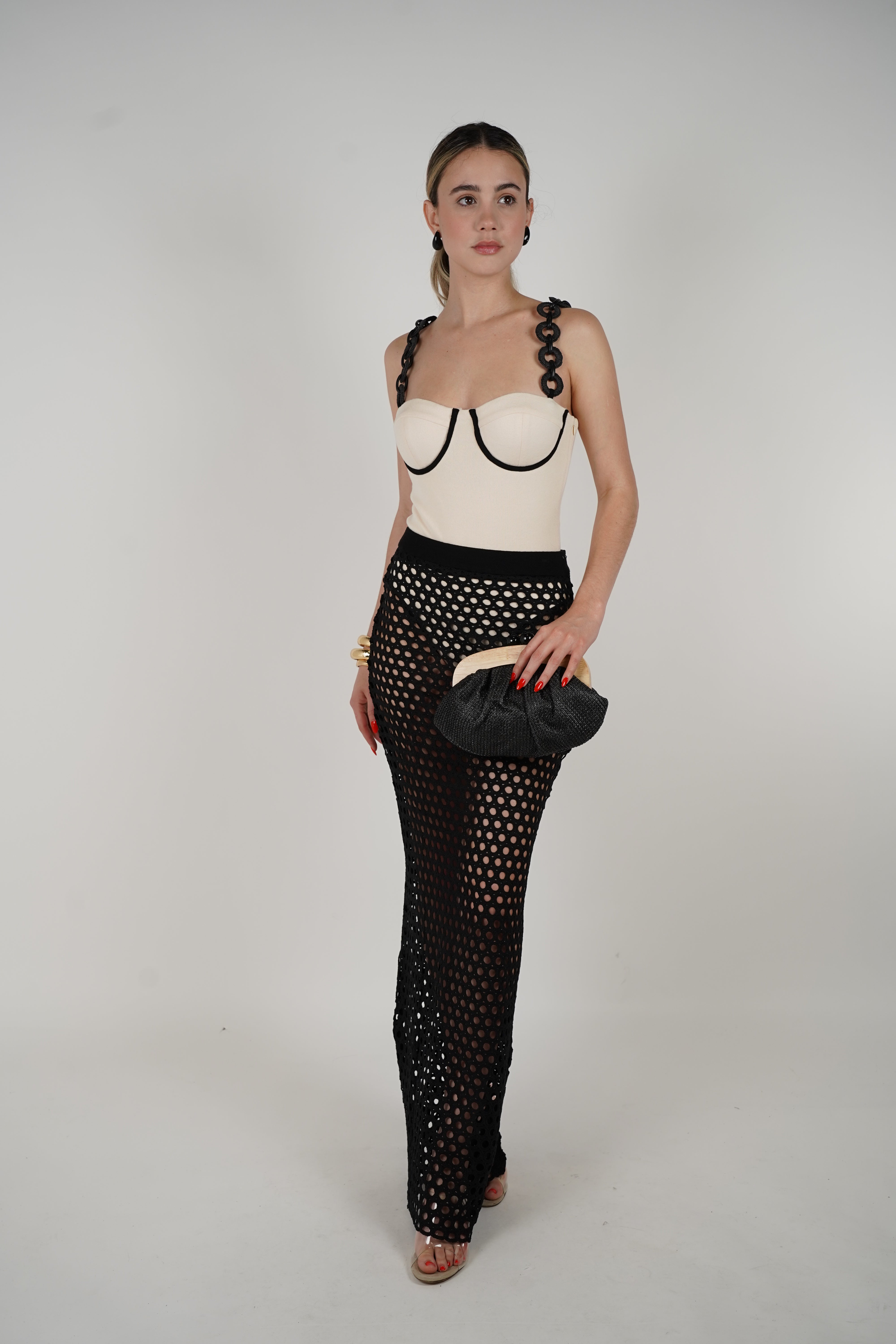 Cionella Crochet Set – Bold Black and Cream Two-Piece with Modern Edge