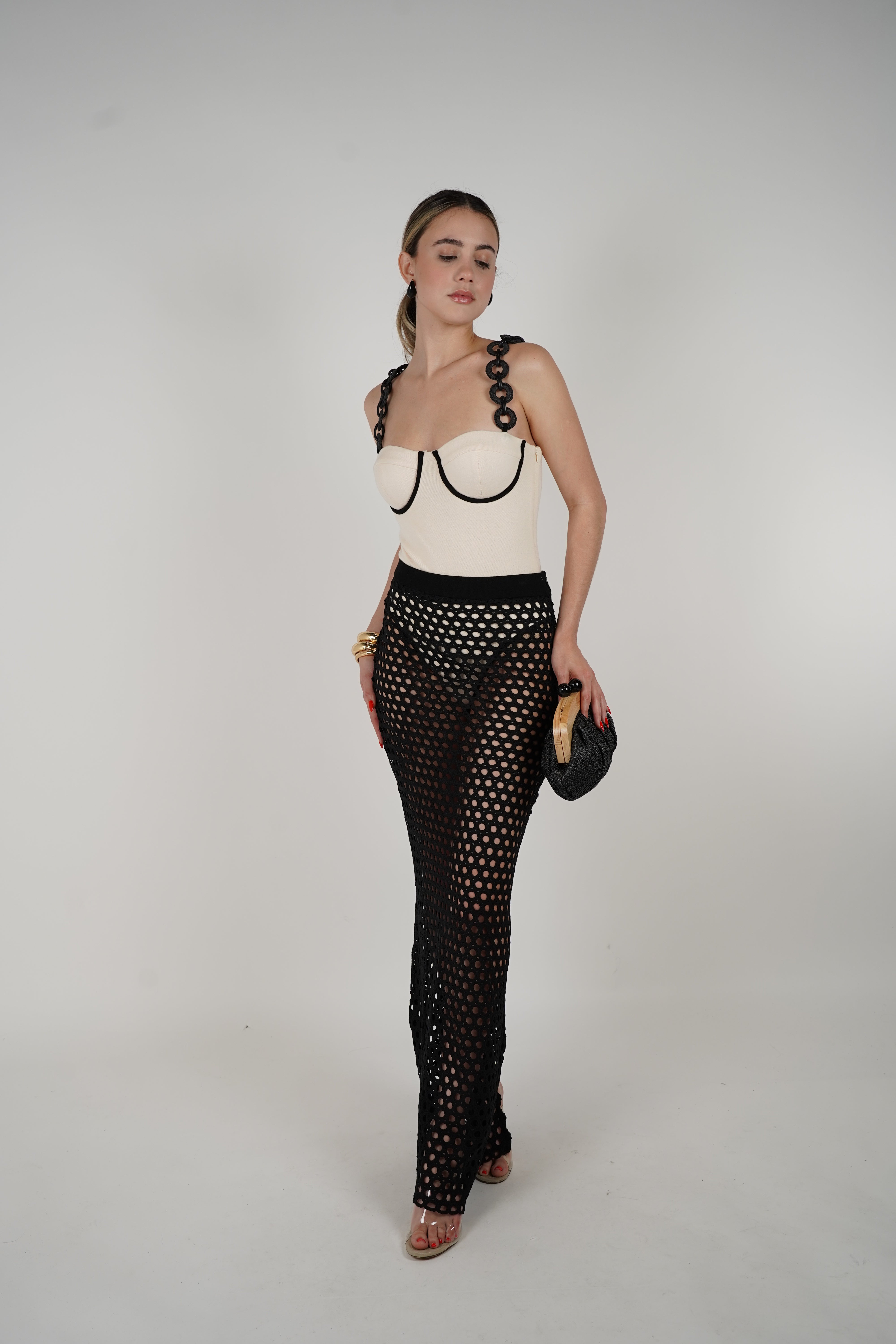 Cionella Crochet Set – Bold Black and Cream Two-Piece with Modern Edge