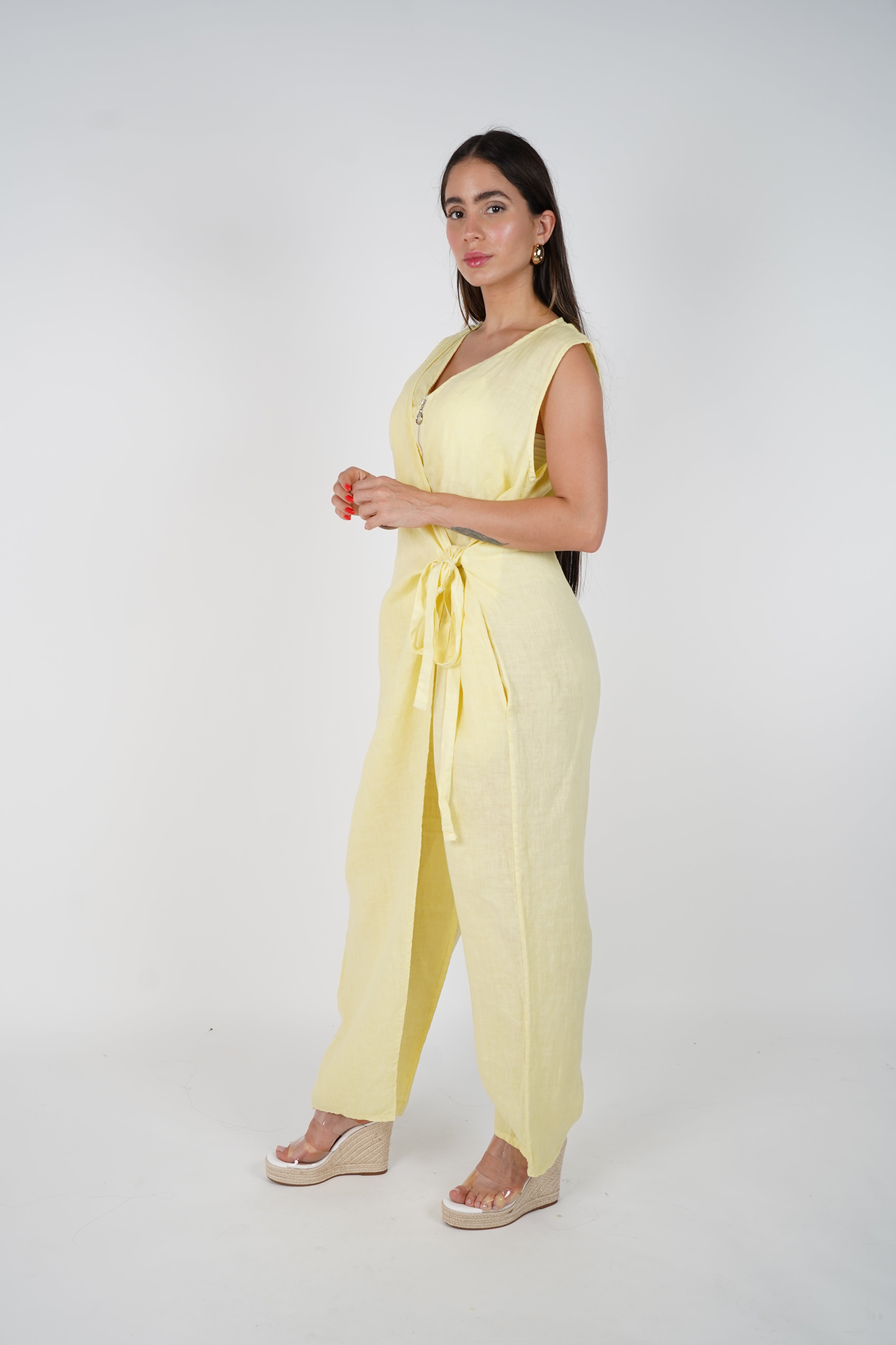 Lurein Linen Zipper Jumpsuit – Effortless Summer Ease
