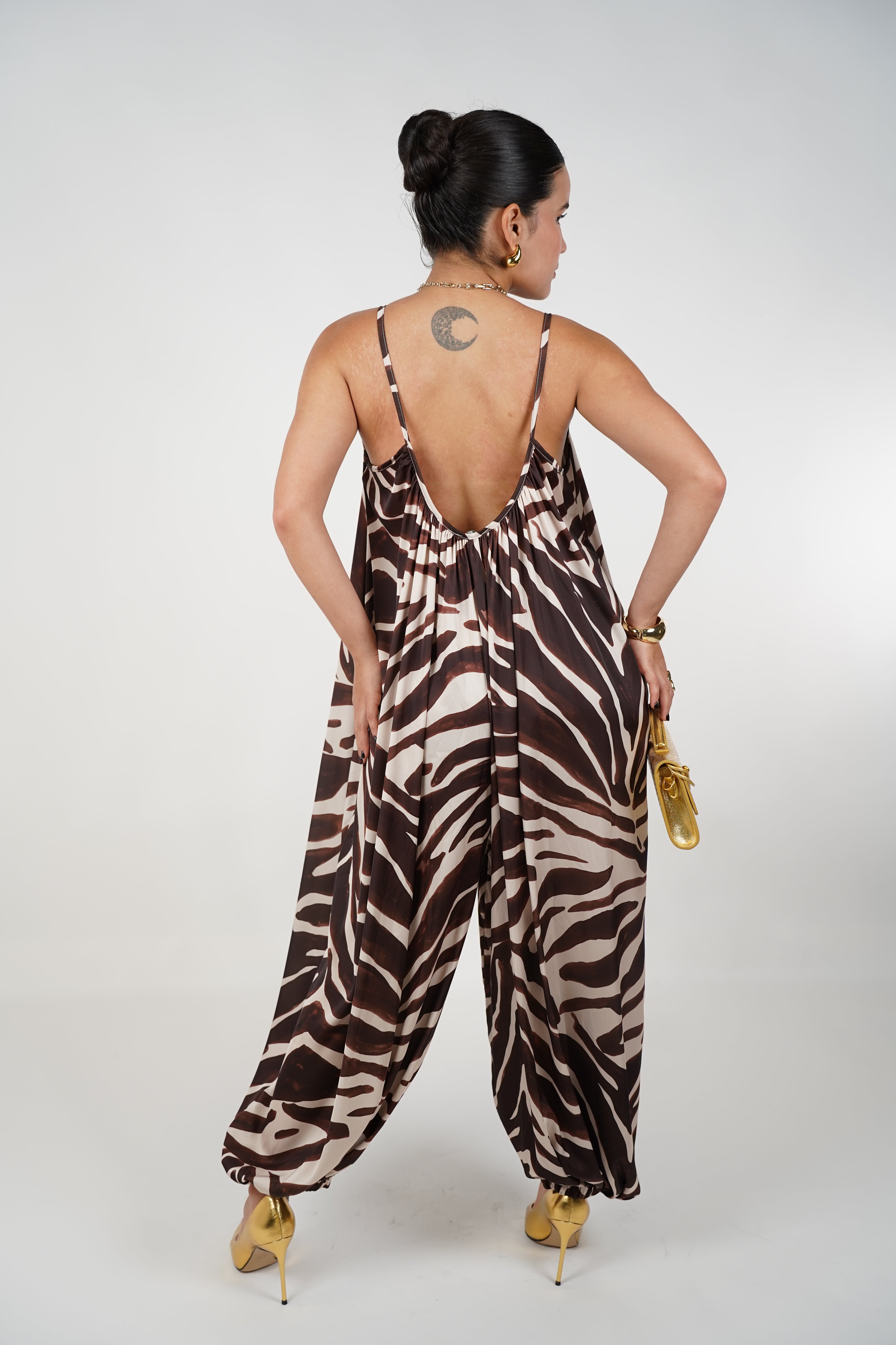 Raina Zebra Jumpsuit Joggers – Bold Print Meets Effortless Style