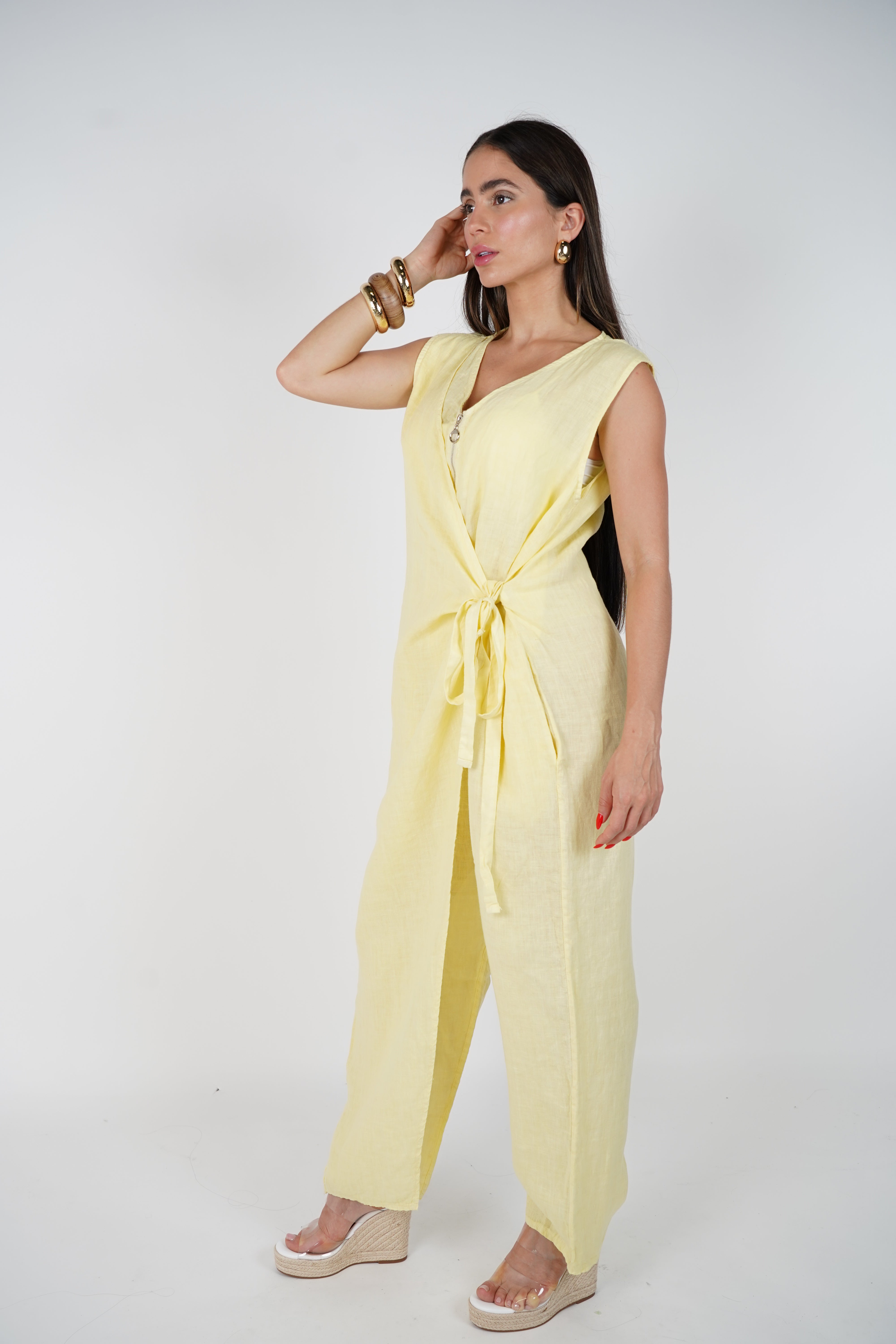 Lurein Linen Zipper Jumpsuit – Effortless Summer Ease