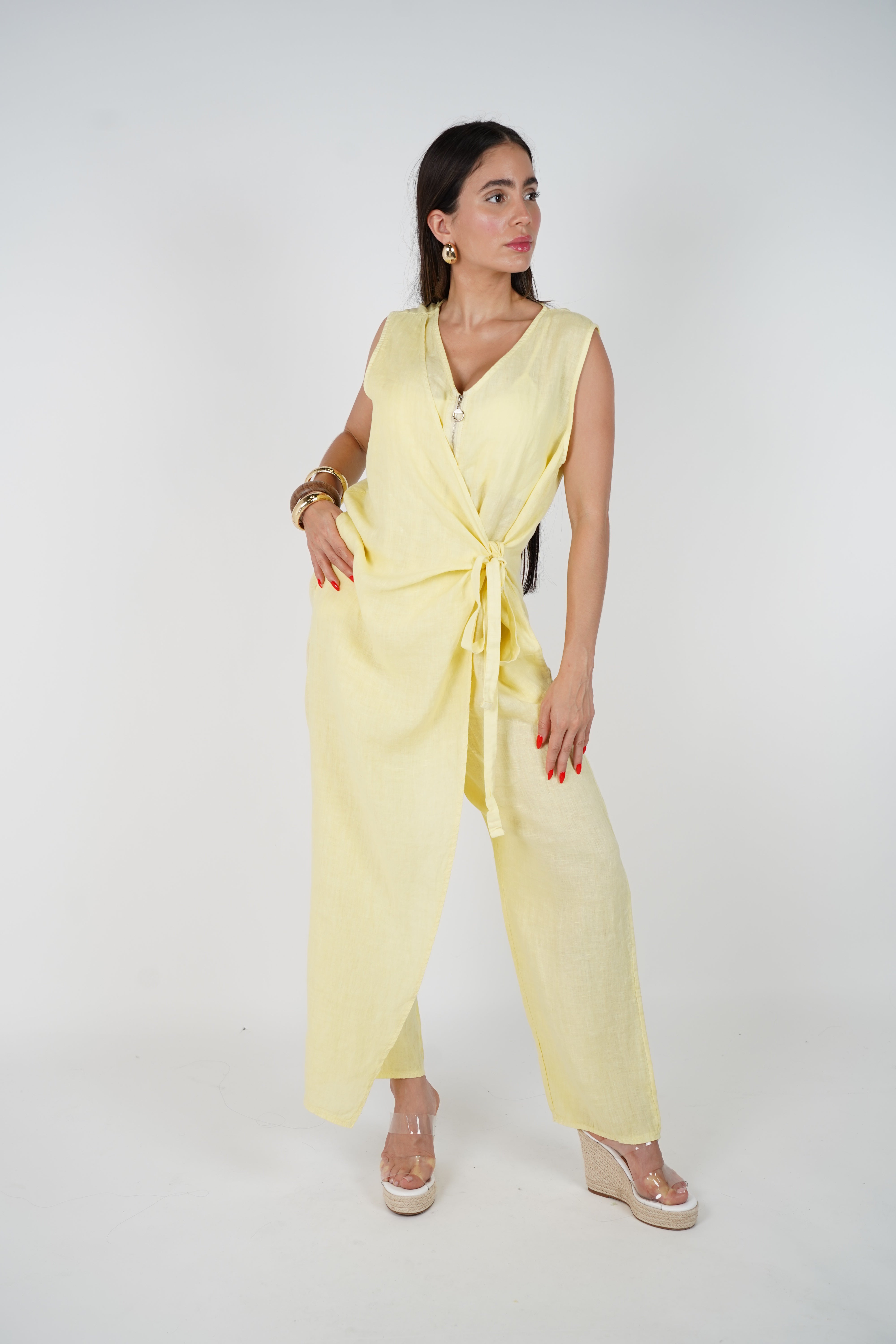 Lurein Linen Zipper Jumpsuit – Effortless Summer Ease