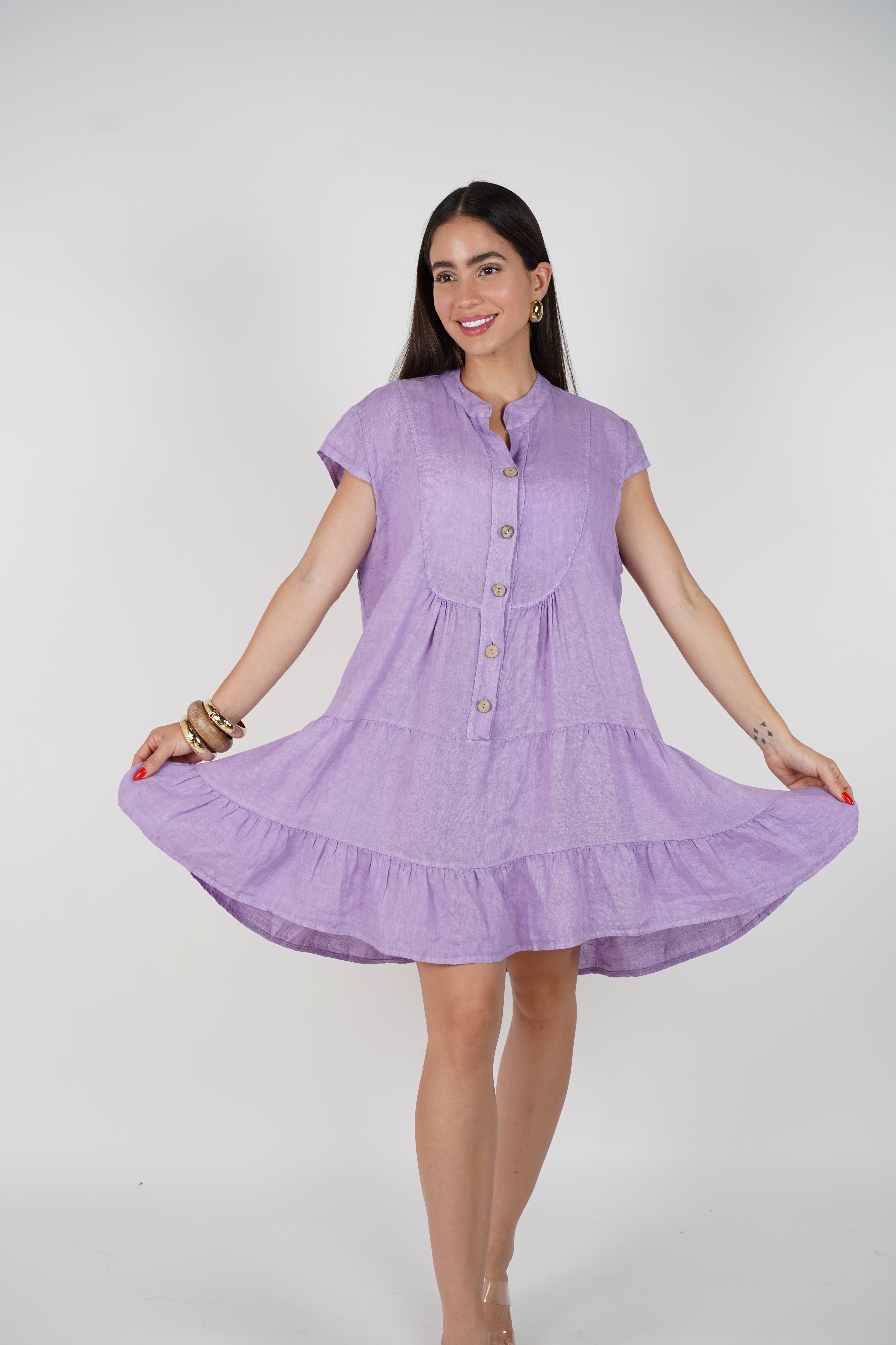 Rani Linen Dress – Effortless Tiered Style in Fresh Colors