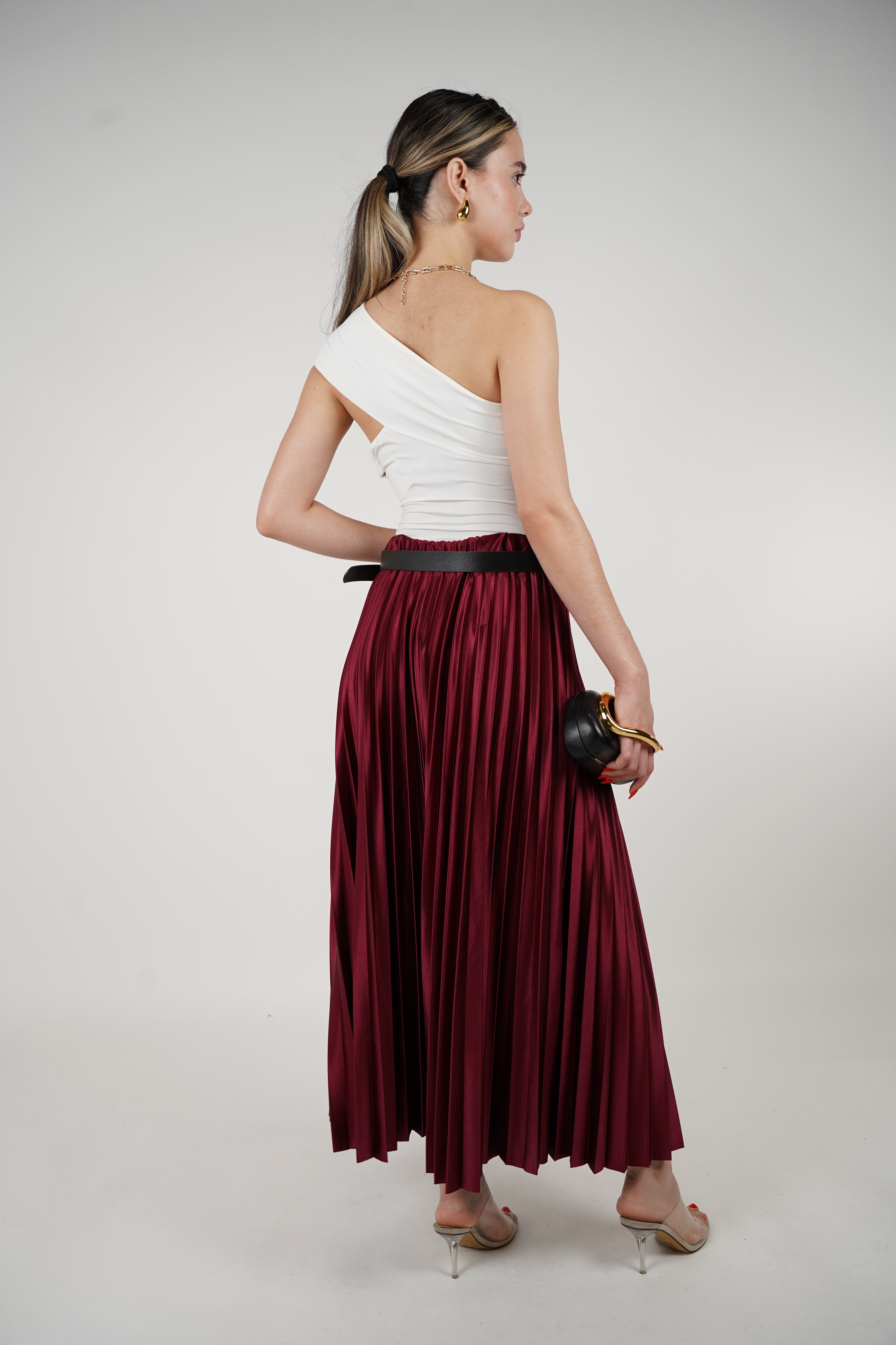 Juana Satin Pleated Maxi Skirt – Effortlessly Elegant Statement Piece