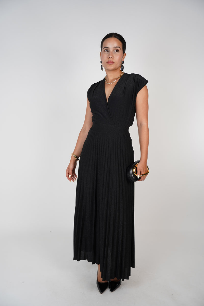 Glitter Pleated Skirt – Golden Shine, Flowing Elegance