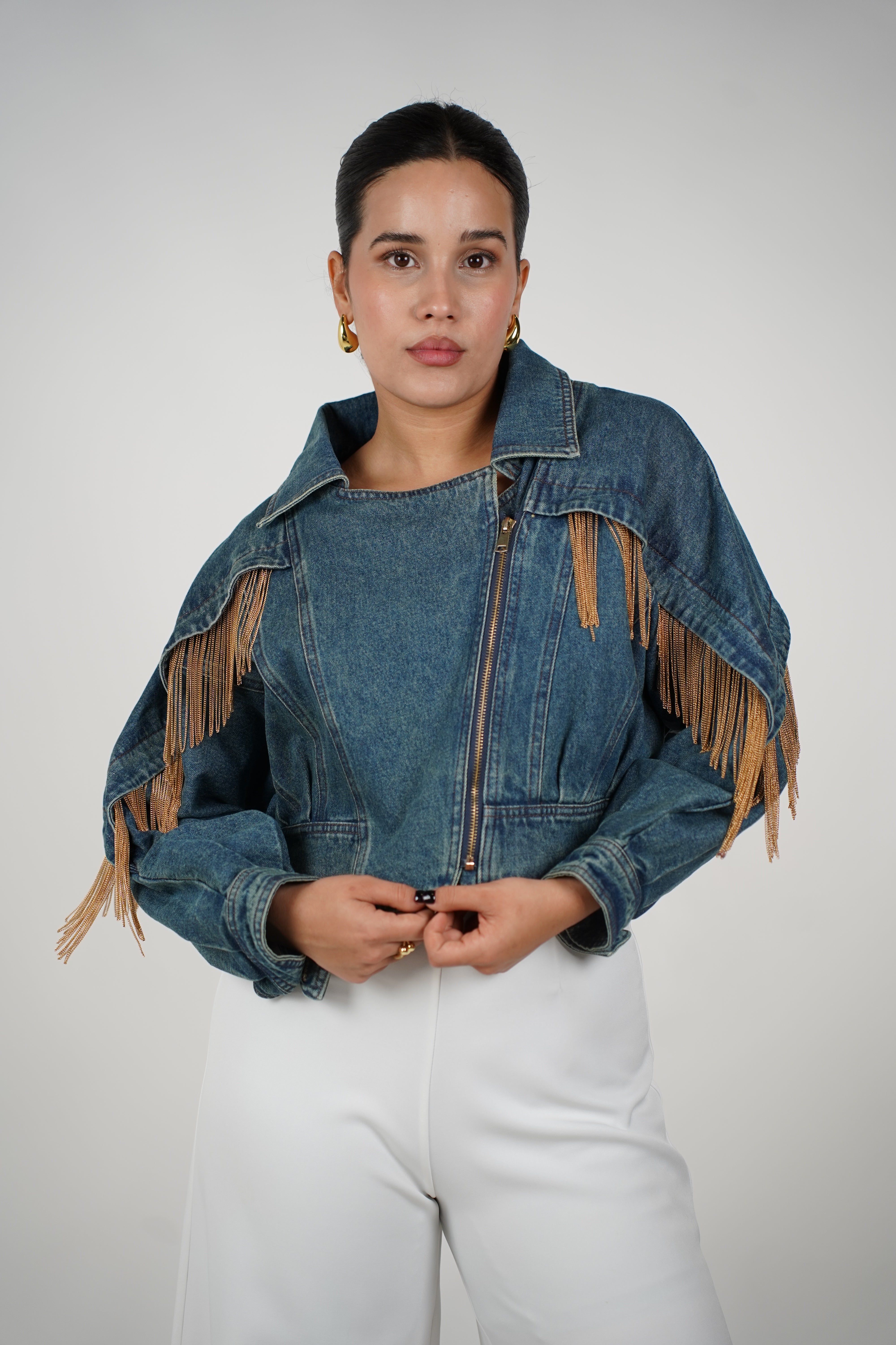 Selie Denim Fringe Jacket – Western Edge with Modern Chic